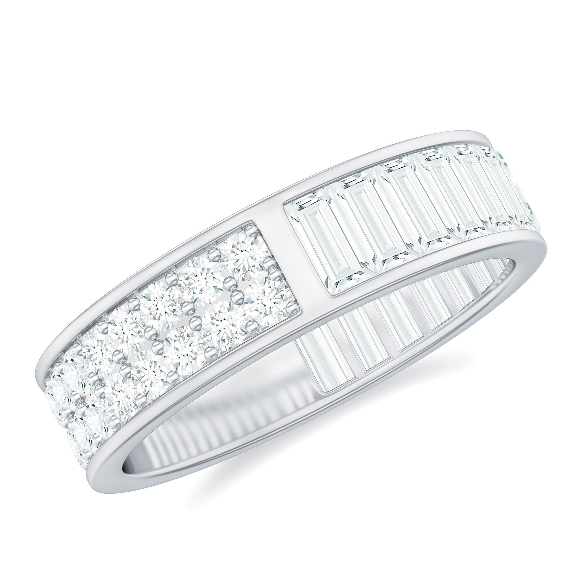 Certified Moissanite Wide Eternity Wedding Band