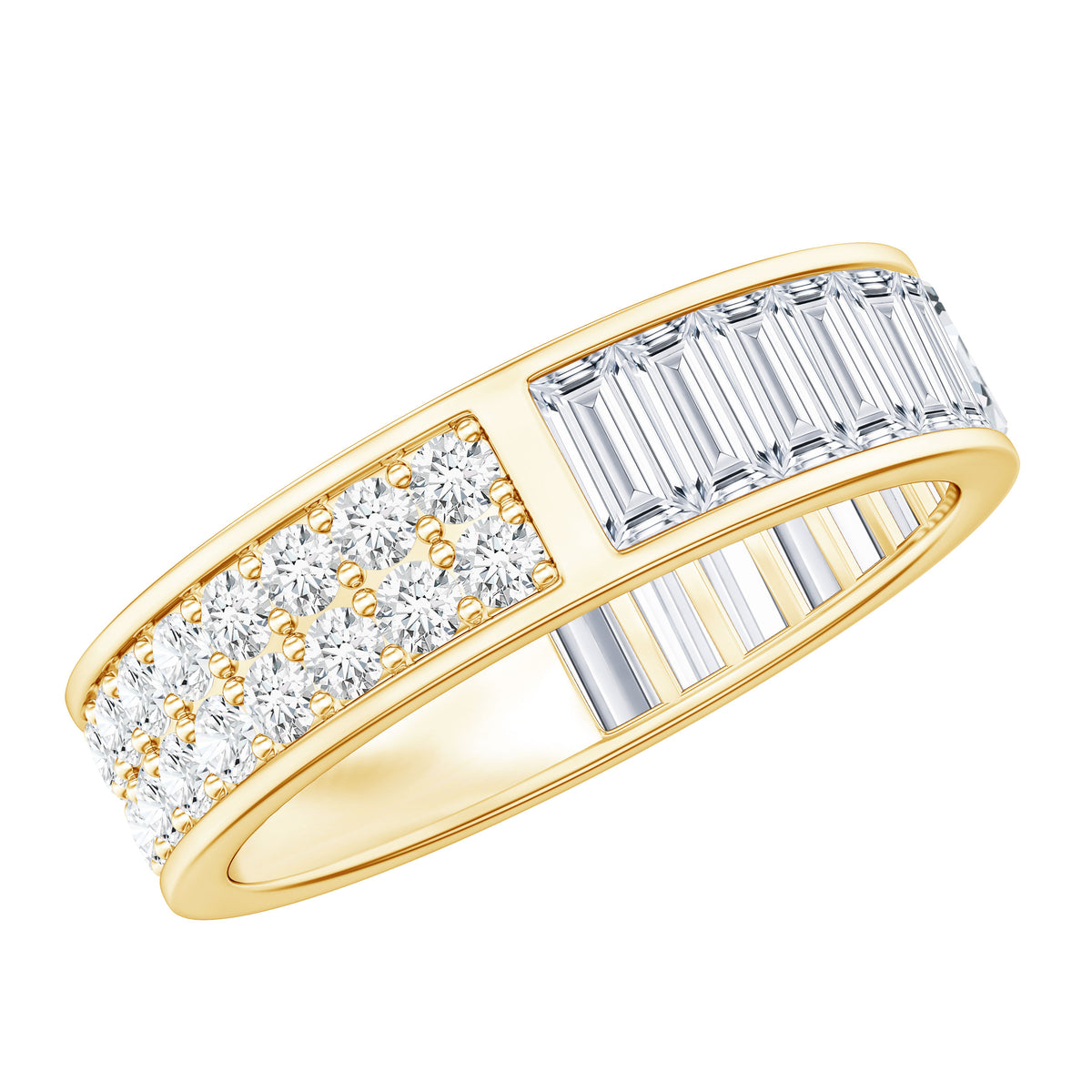 Certified Moissanite Wide Eternity Wedding Band D-VS1 - Rosec Jewels