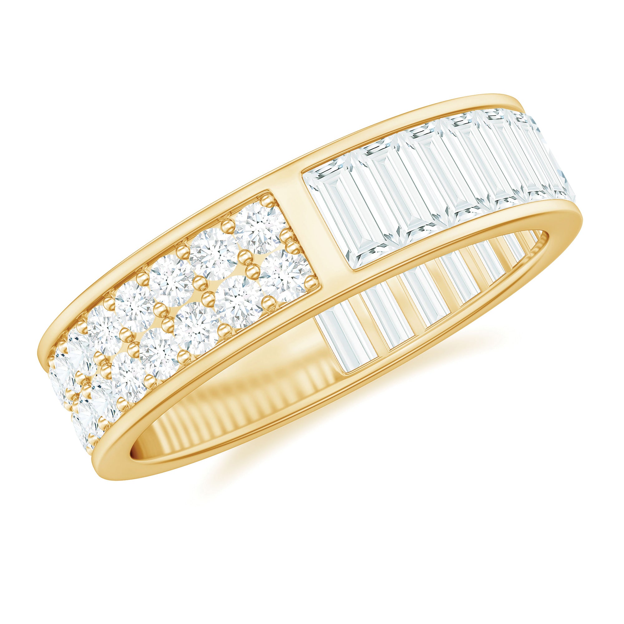 Certified Moissanite Wide Eternity Wedding Band D-VS1 - Rosec Jewels