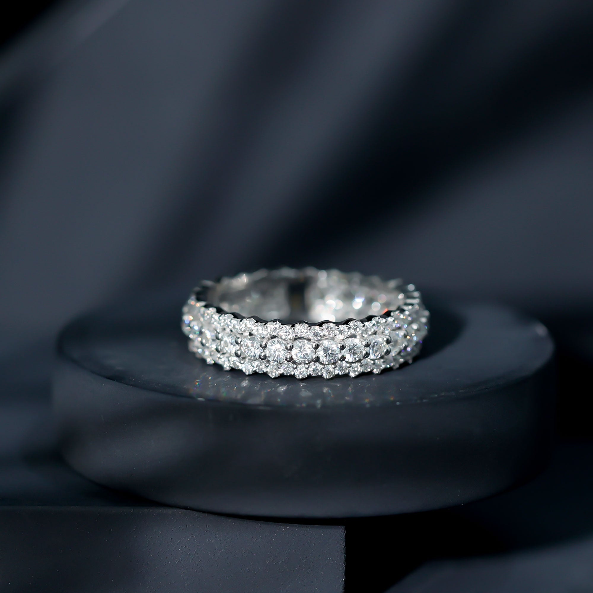 Certified Round Cut Moissanite Eternity Ring For Wedding D-VS1 - Rosec Jewels