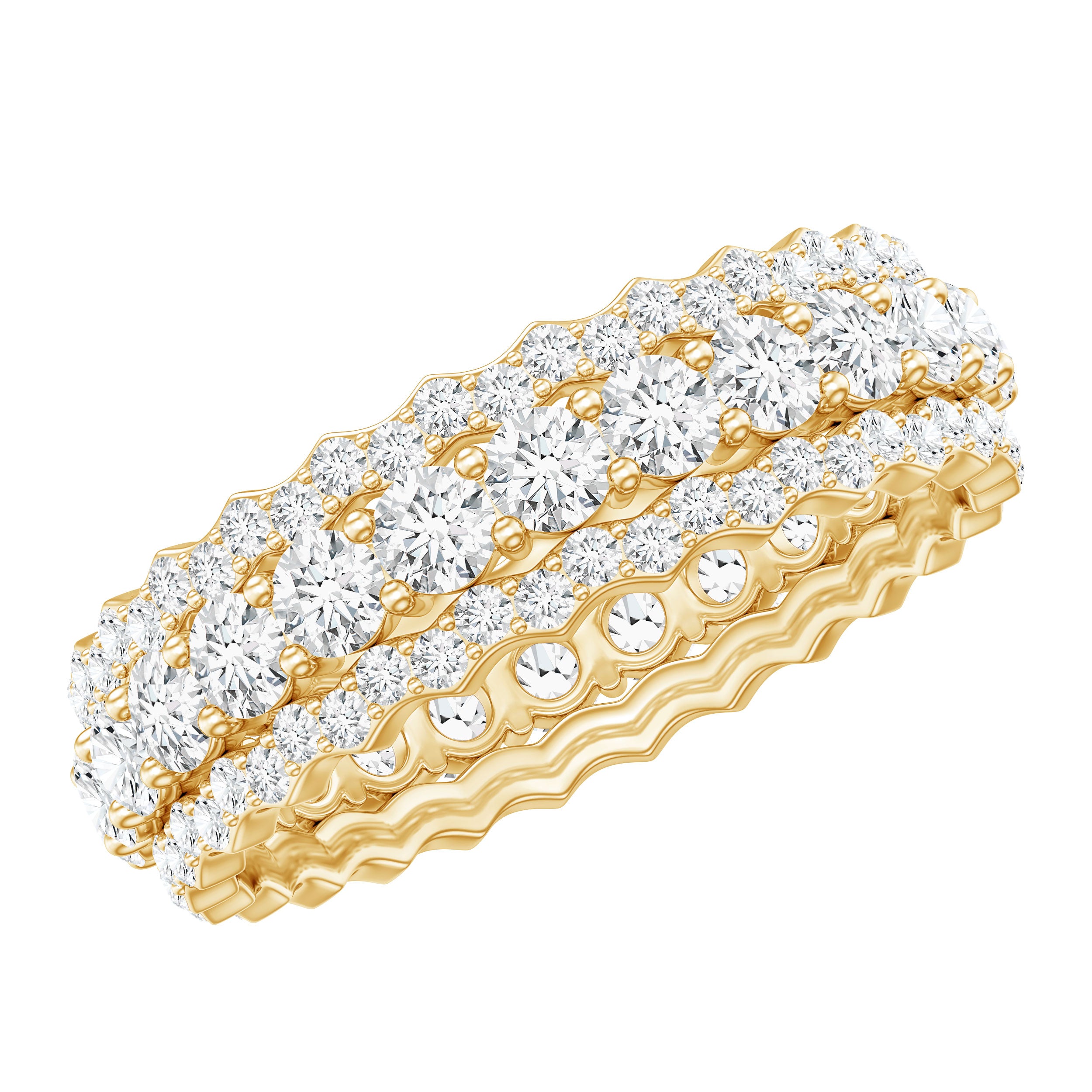 Certified Round Cut Moissanite Eternity Ring For Wedding D-VS1 - Rosec Jewels