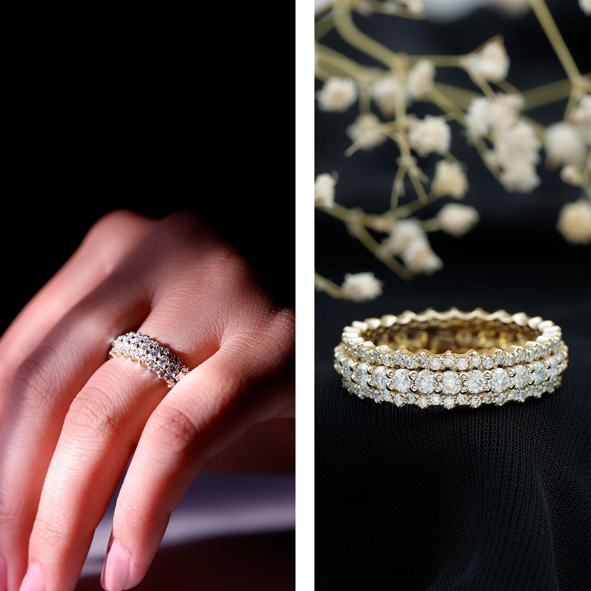 Certified Round Cut Moissanite Eternity Ring For Wedding D-VS1 - Rosec Jewels