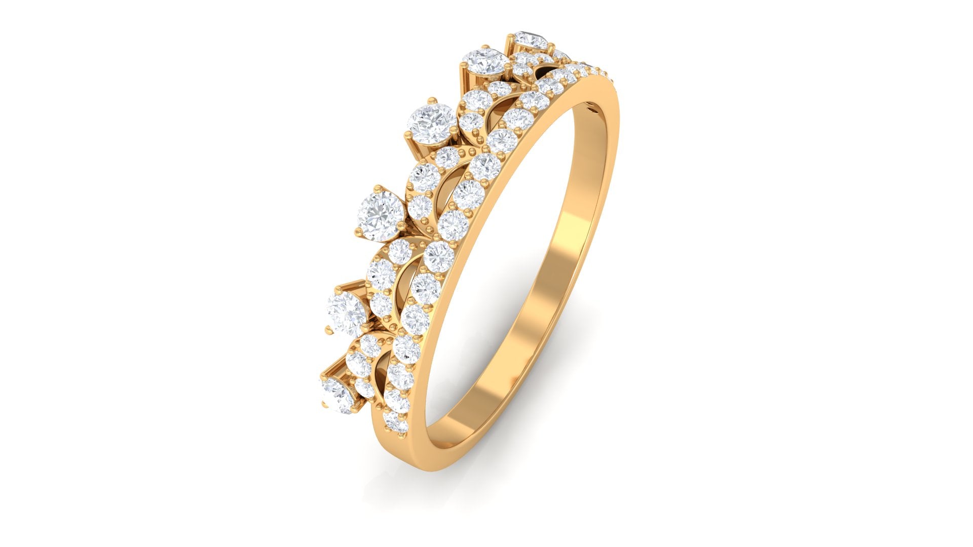 Natural Diamond Half Eternity Ring in Crown Style Natural - ( HI-SI ) - Rosec Jewels