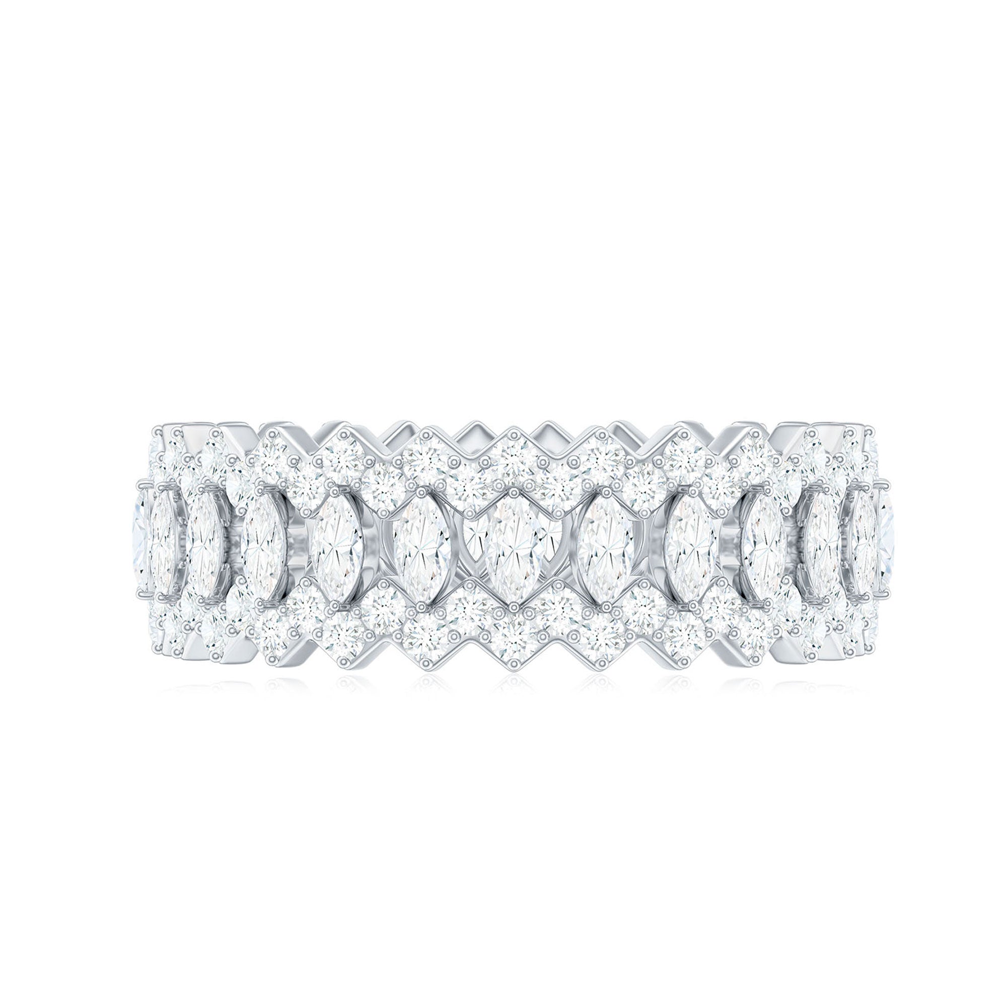 Certified Wide Moissanite Designer Wedding Band D-VS1 - Rosec Jewels