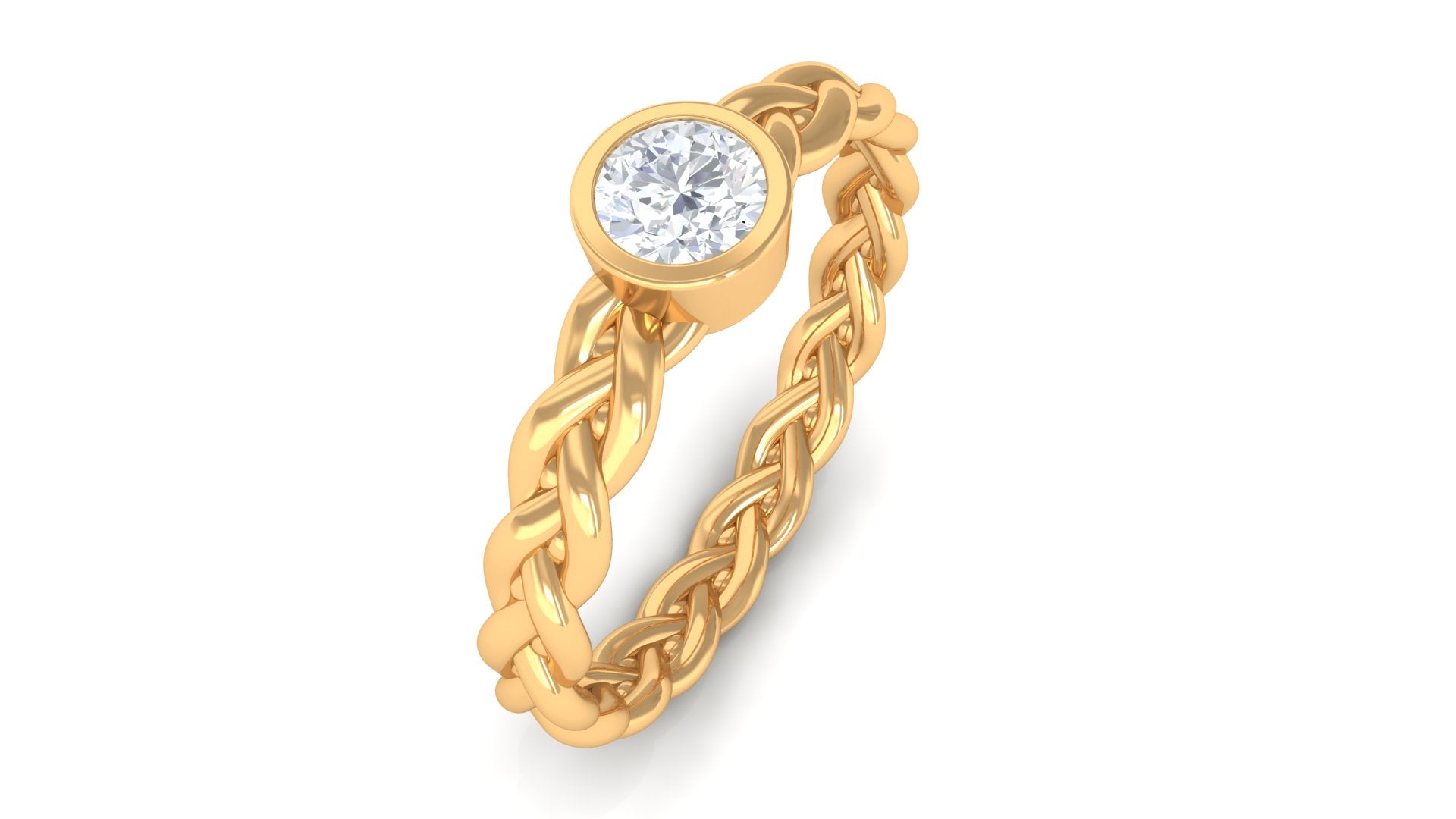 Real Diamond Promise Ring with Braided Shank Natural - ( HI-SI ) - Rosec Jewels