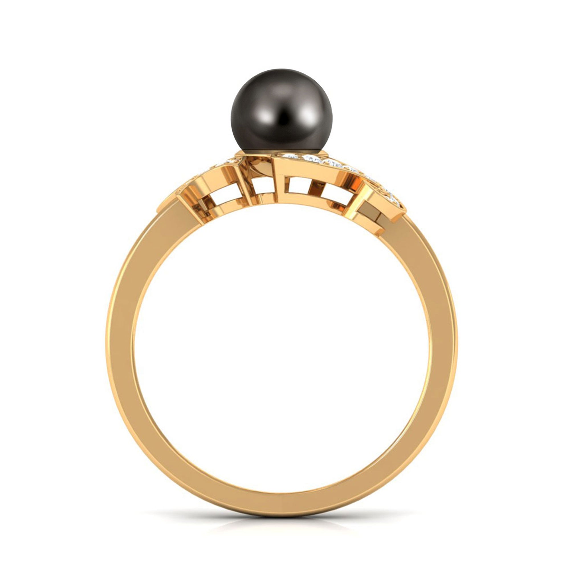 Rosec Jewels-Designer Tahitian Pearl Engagement Ring with Diamond