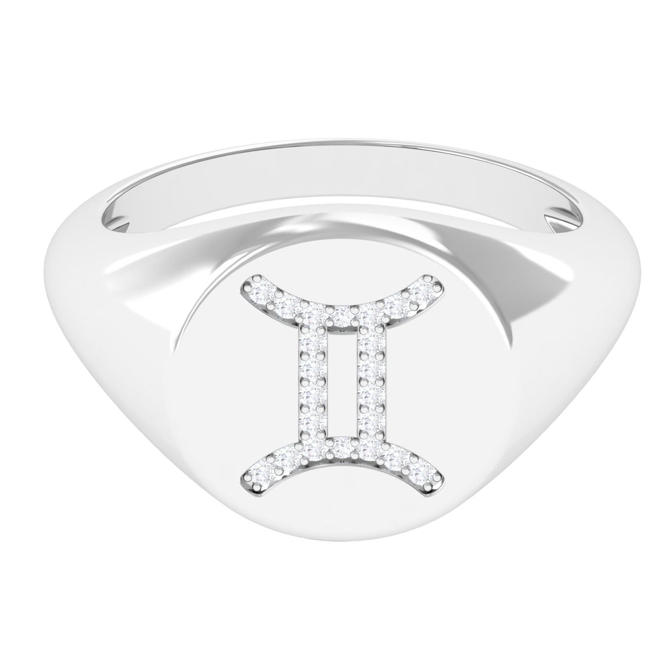 Cubic Zirconia Gemini Zodiac Signet Ring