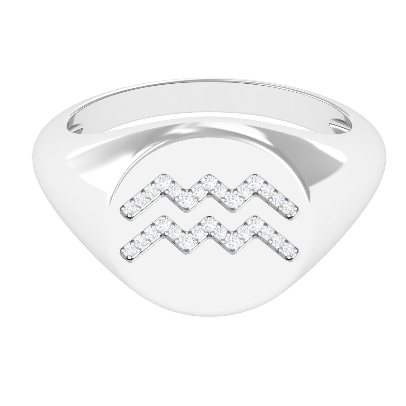 Cubic Zirconia Aquarius Zodiac Signet Ring