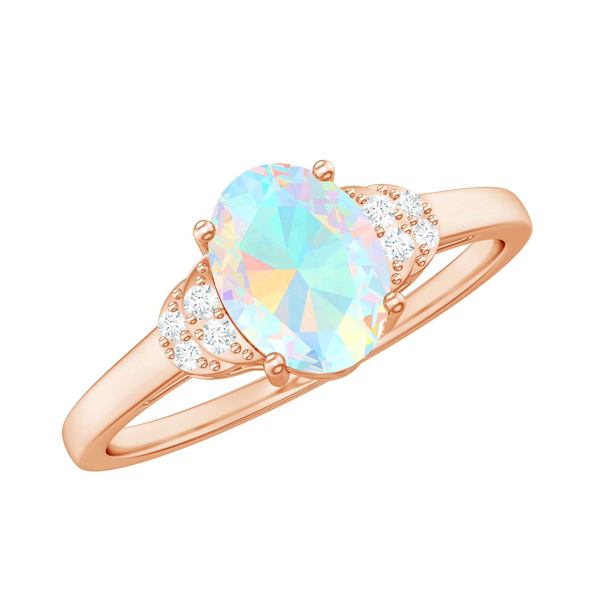 Classic 6X8 mm Ethiopian Opal Oval Engagement Ring AAA - Rosec Jewels