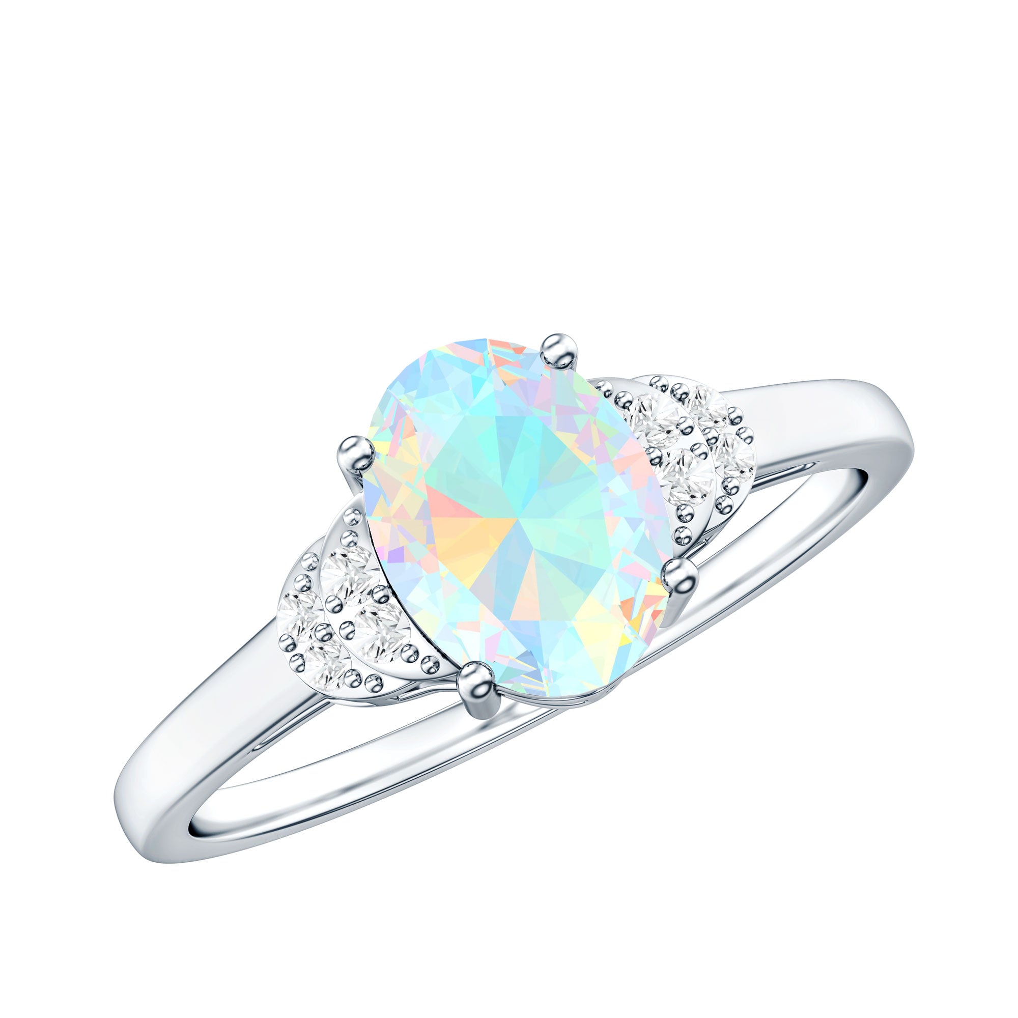 Classic 6X8 mm Ethiopian Opal Oval Engagement Ring AAA - Rosec Jewels