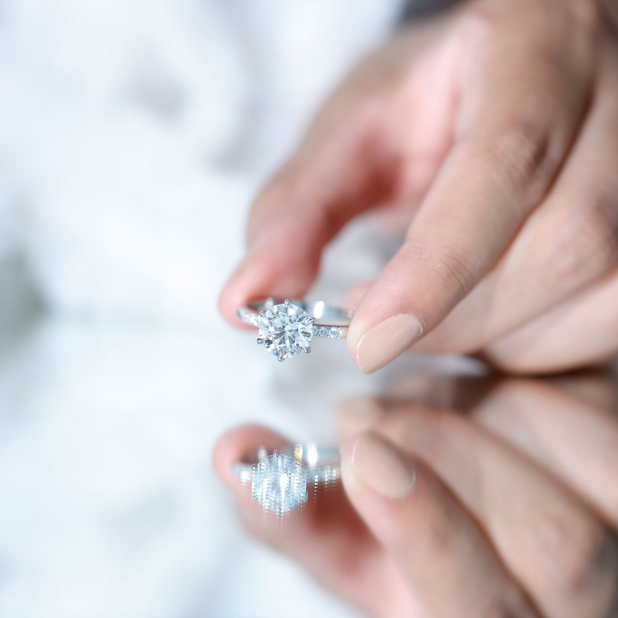 Round Cut 3 Carat Lab Grown Diamond Solitaire Engagement Ring Lab - ( EF-VS ) - Rosec Jewels