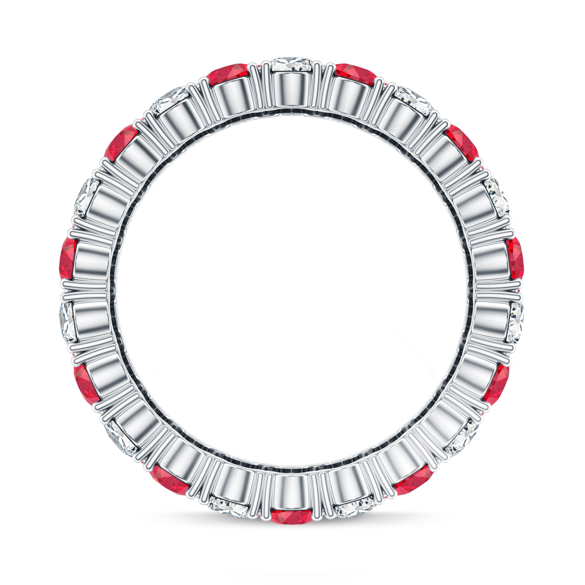 Wide Lab Grown Ruby and Diamond Eternity Band for Women AAAA - Rosec Jewels