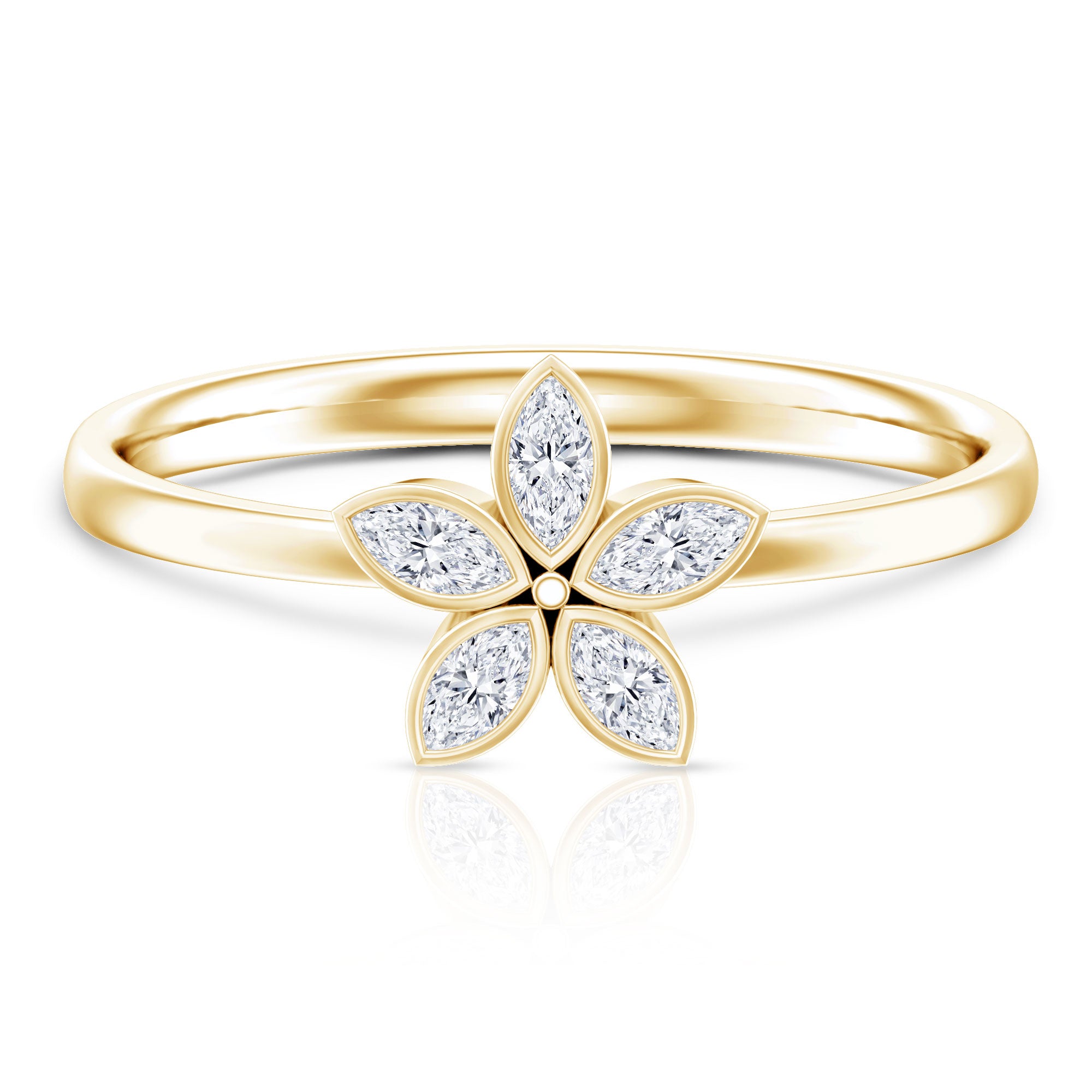 Marquise Cut Lab Grown Diamond Flower Promise Ring for Women Lab - ( EF-VS ) - Rosec Jewels