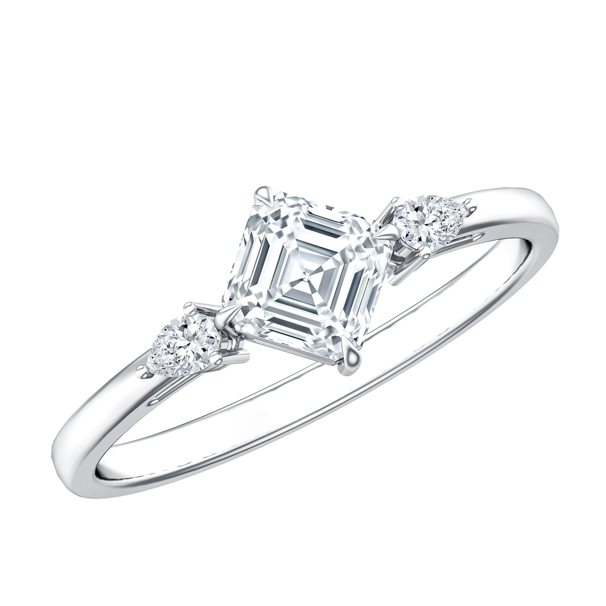 0.7 Carat Asscher Cut Lab Grown Diamond Engagement Ring with Certificate Lab - ( EF-VS ) - Rosec Jewels