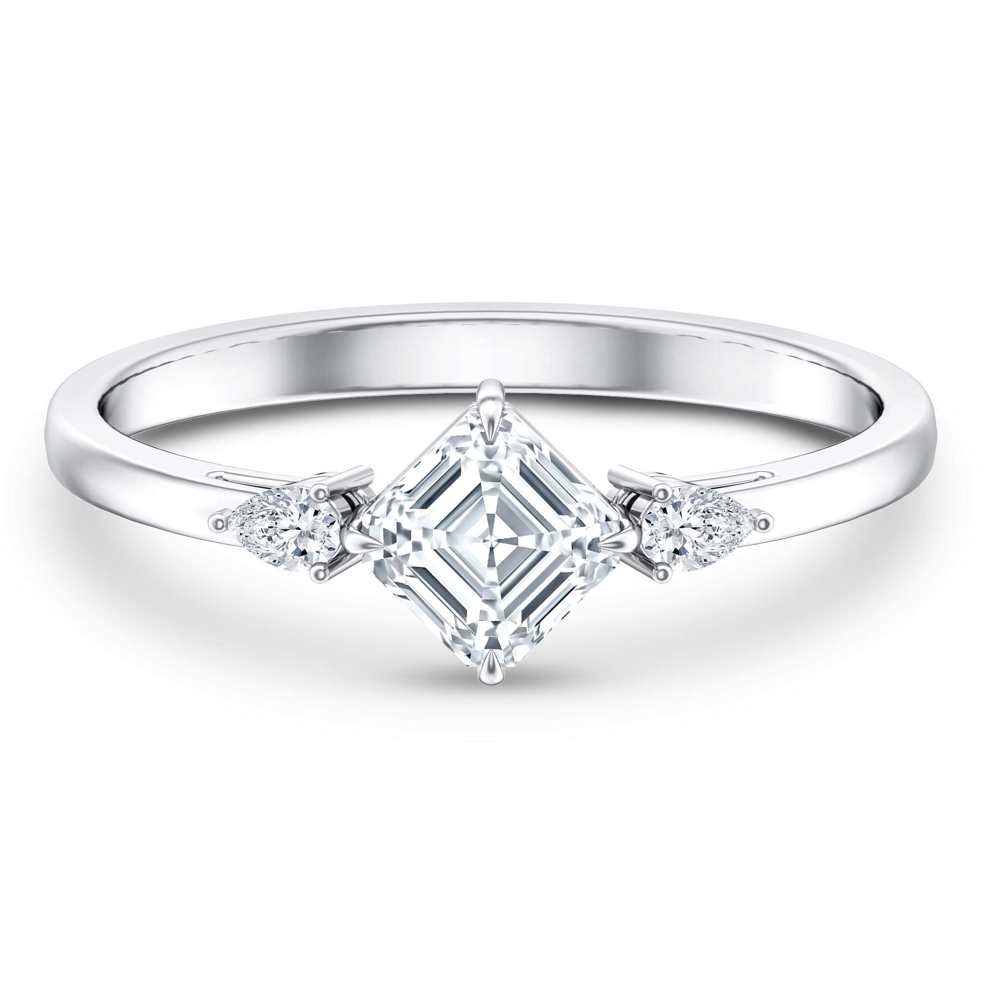 0.7 Carat Asscher Cut Lab Grown Diamond Engagement Ring with Certificate Lab - ( EF-VS ) - Rosec Jewels