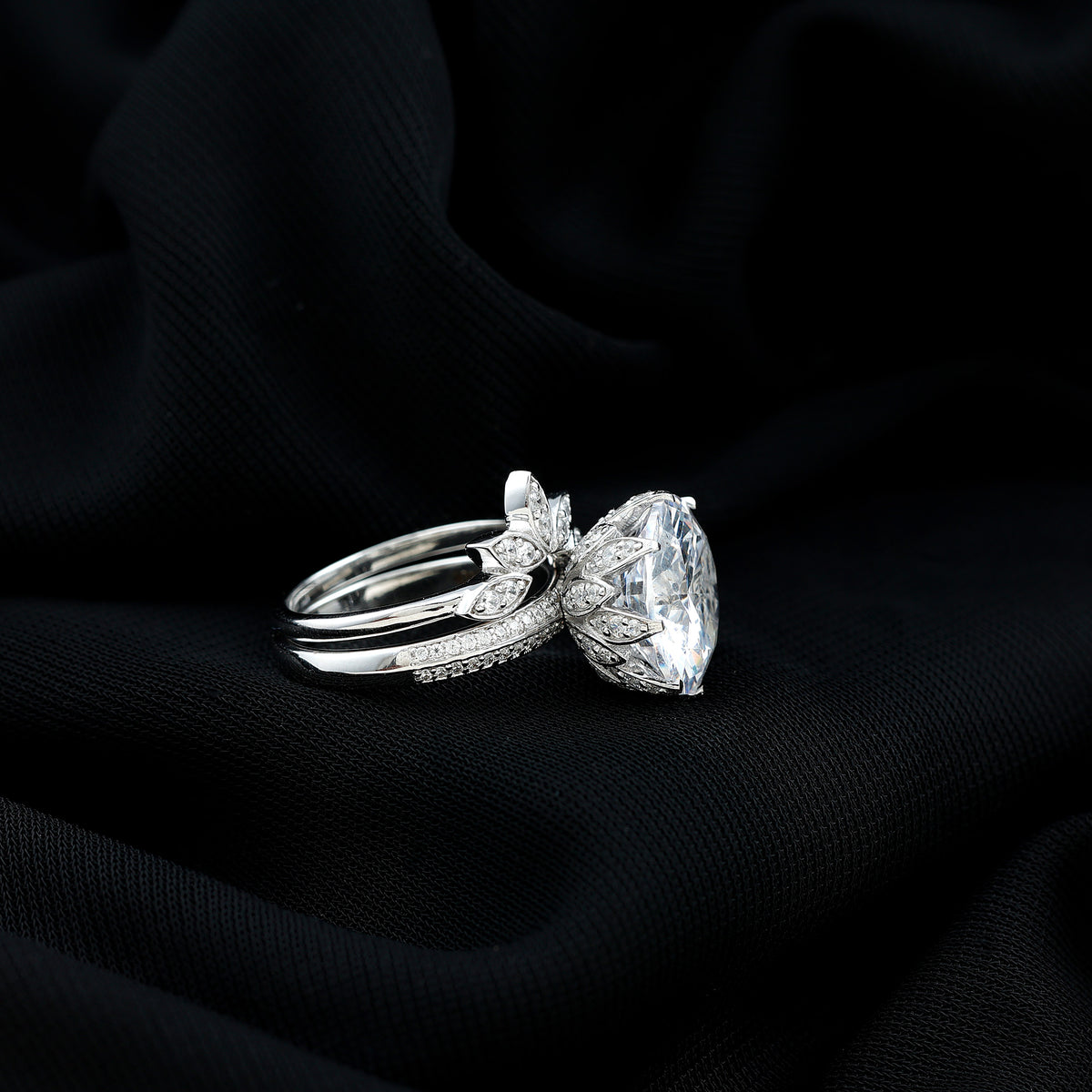 Floral Inspired Lab Grown 4 Carat Diamond Wedding Ring Set IGI Certified Lab - ( E-VS1 ) - Rosec Jewels