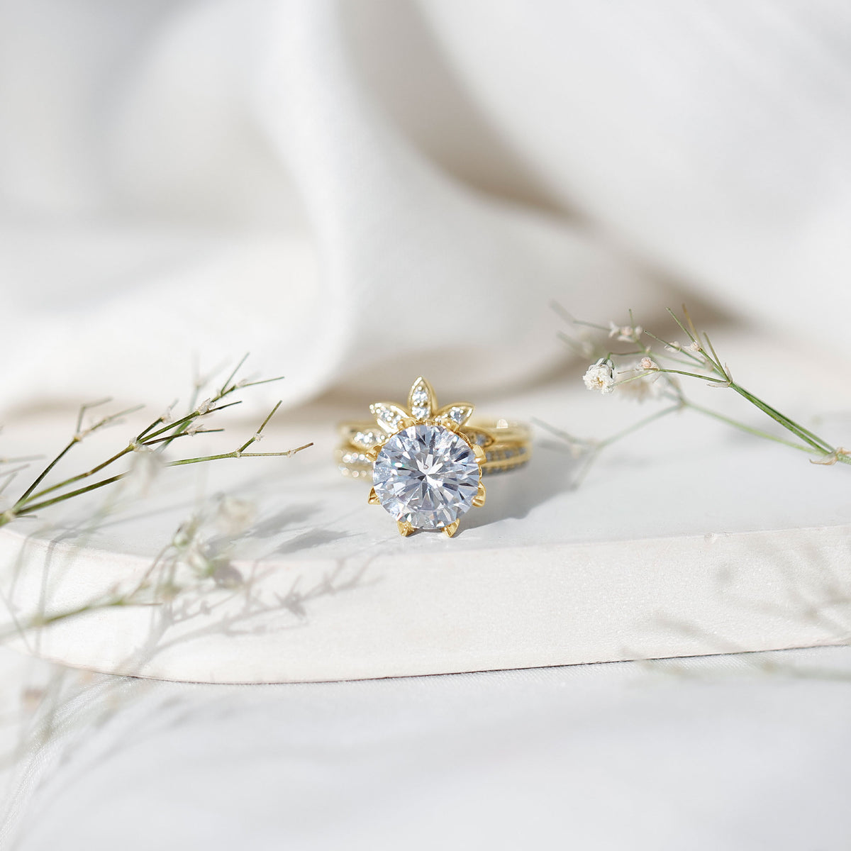 Floral Inspired Lab Grown 4 Carat Diamond Wedding Ring Set IGI Certified Lab - ( E-VS1 ) - Rosec Jewels