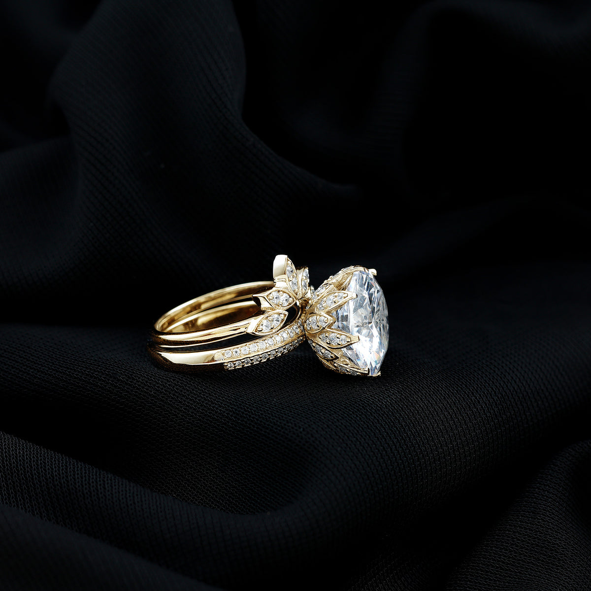 Floral Inspired Lab Grown 4 Carat Diamond Wedding Ring Set IGI Certified Lab - ( E-VS1 ) - Rosec Jewels