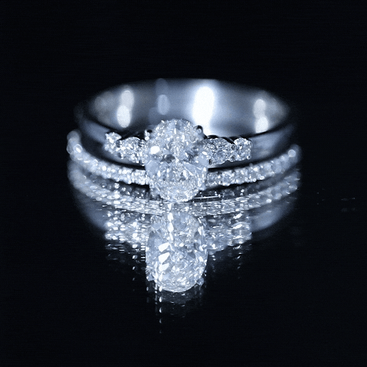 IGI Certified Lab Grown Diamond Engagement Ring with Wedding Band Lab - ( E-VS1 ) - Rosec Jewels