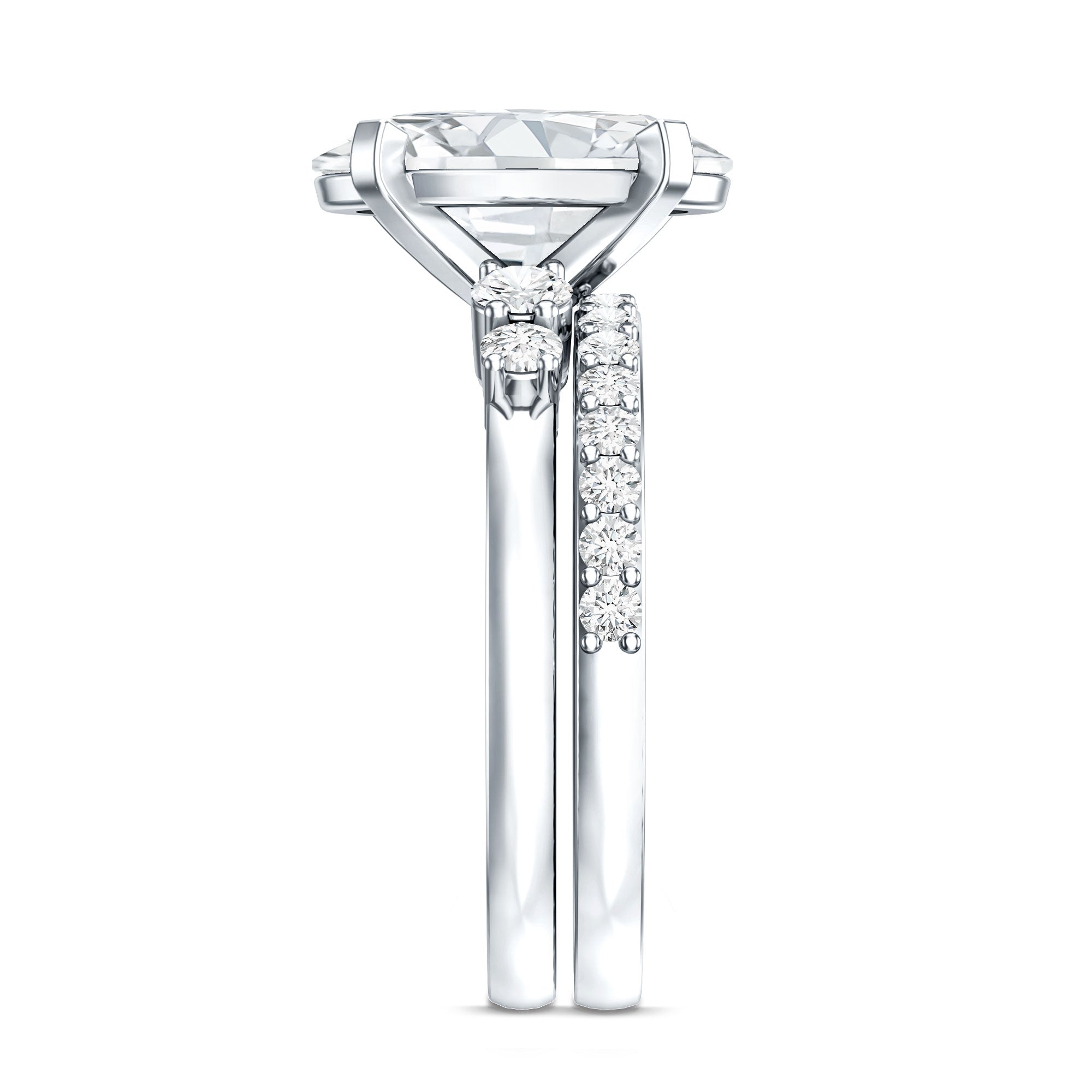 IGI Certified 3 Carat Oval Lab Grown Diamond Marriage Ring Set for Women Lab - ( EF-VS ) - Rosec Jewels