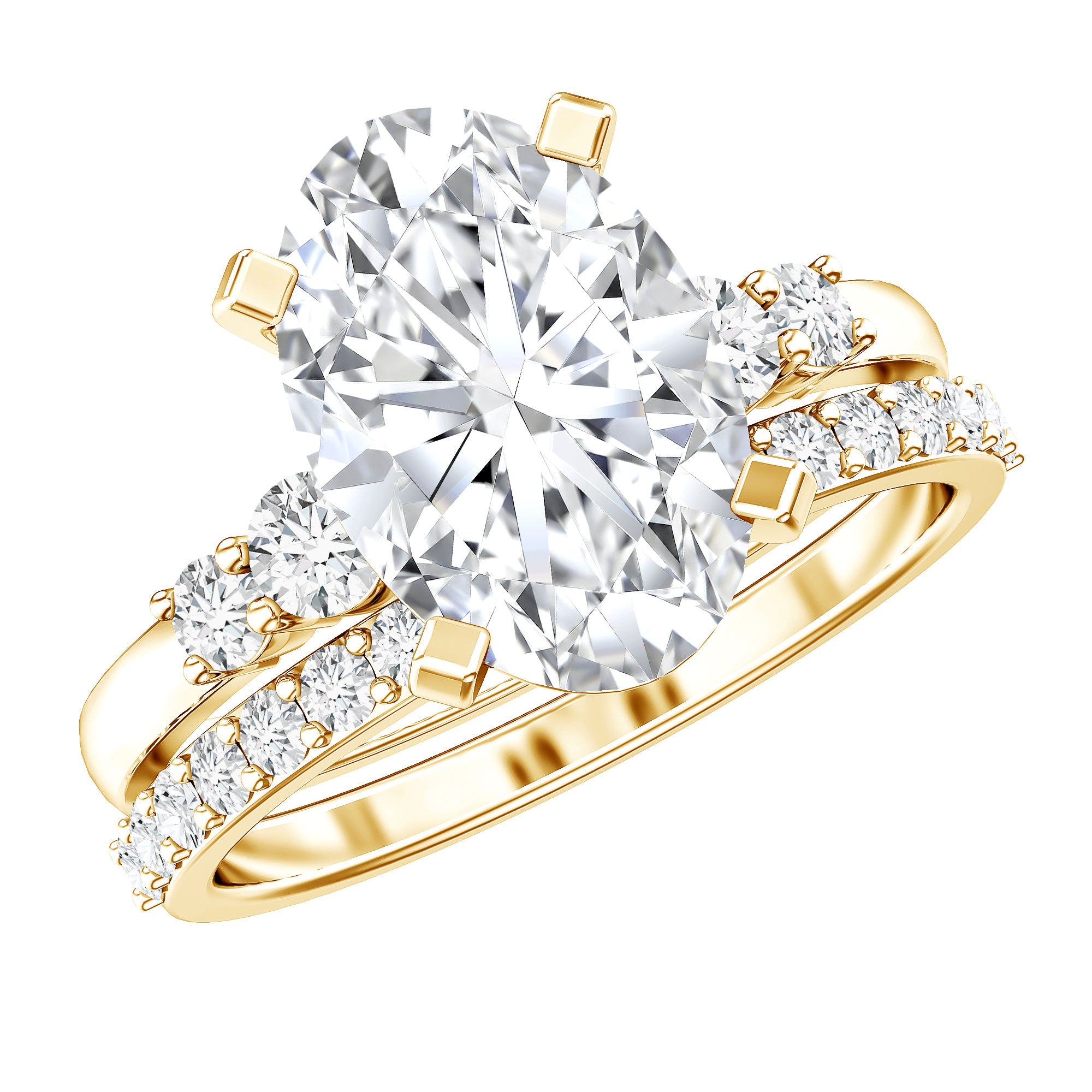IGI Certified 3 Carat Oval Lab Grown Diamond Marriage Ring Set for Women Lab - ( EF-VS ) - Rosec Jewels
