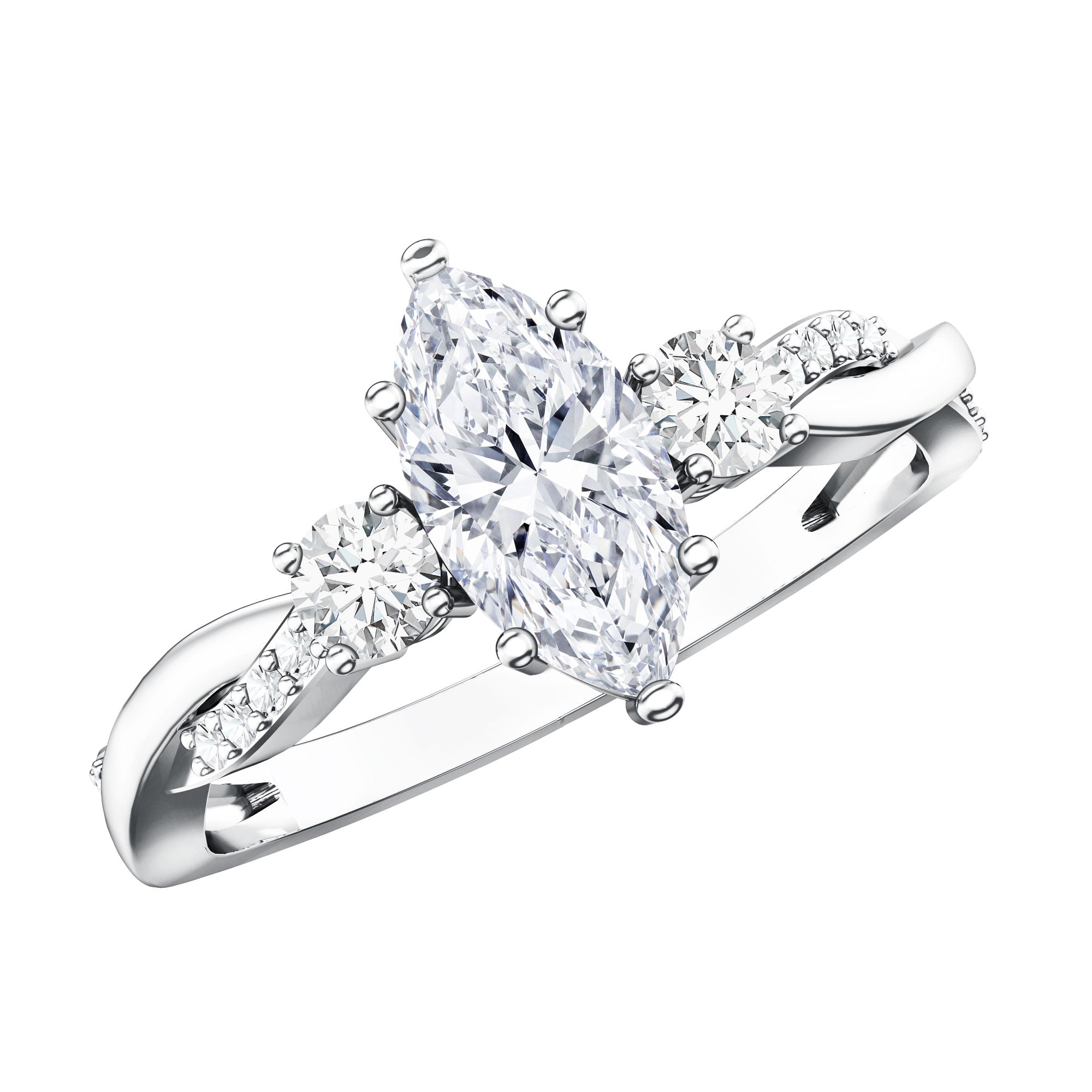 1 Carat Marquise Cut Lab Grown Diamond Designer Engagement Ring IGI Certified Lab - ( E-VS1 ) - Rosec Jewels