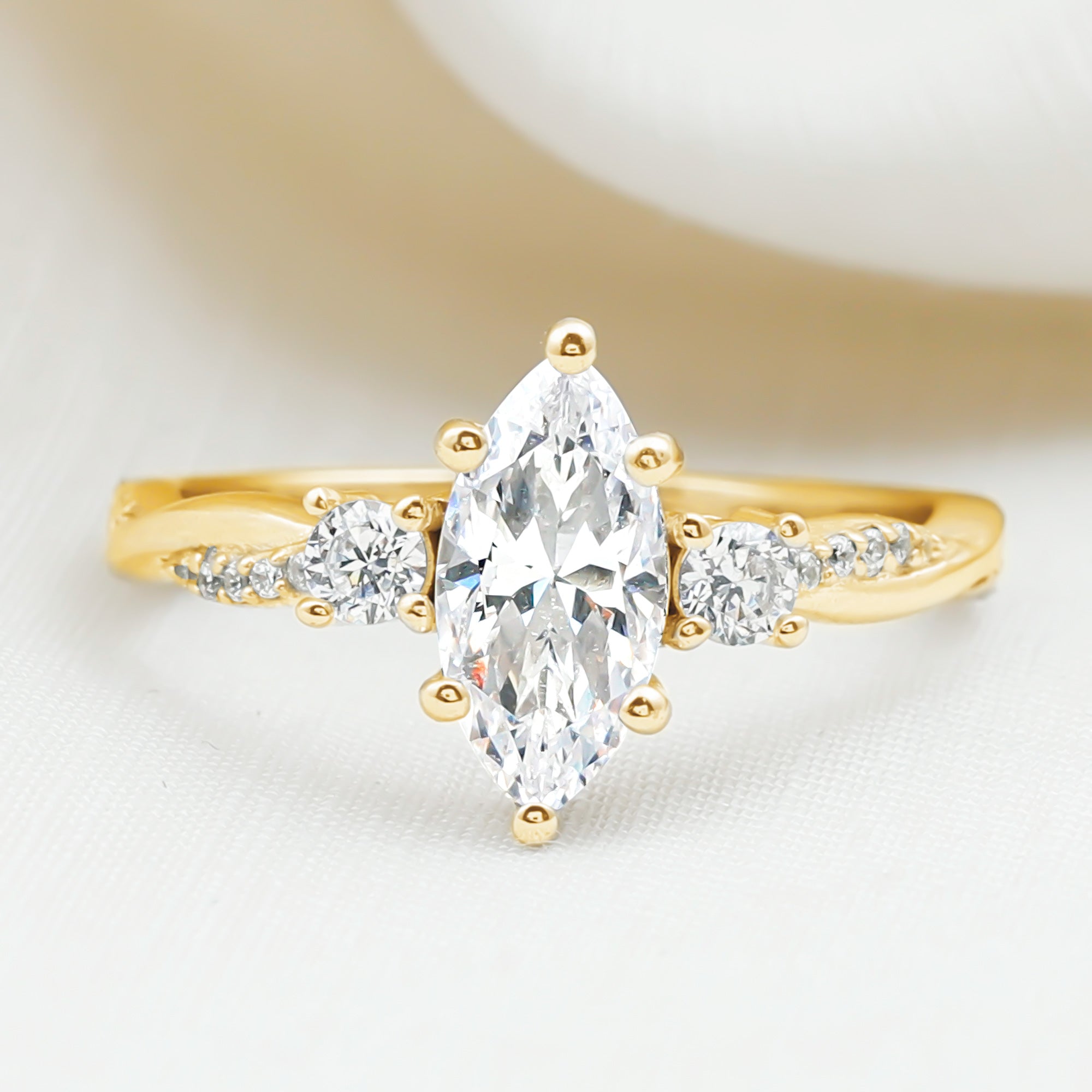 1 Carat Marquise Cut Lab Grown Diamond Designer Engagement Ring IGI Certified Lab - ( E-VS1 ) - Rosec Jewels
