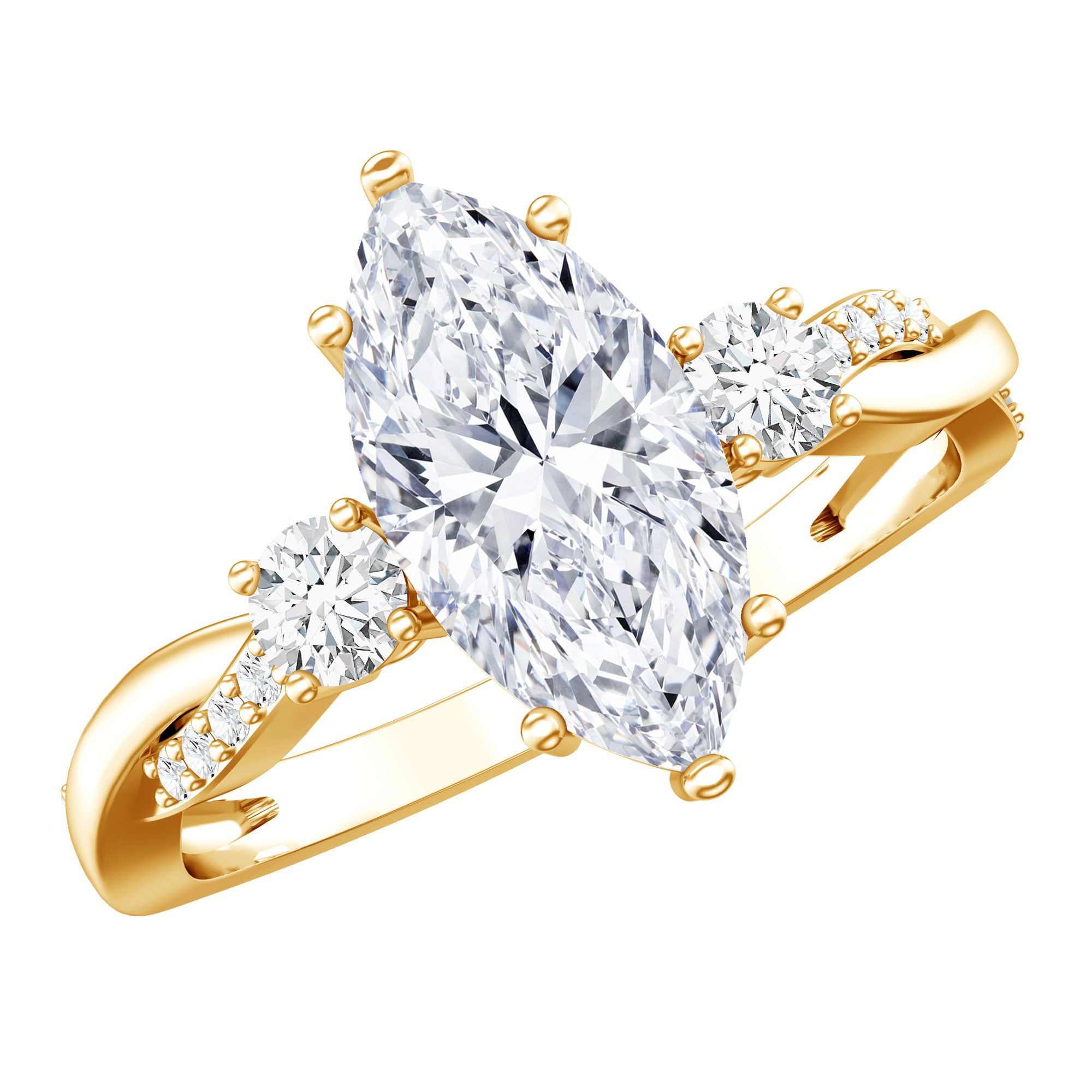 2 Carat Marquise Cut Lab Grown Diamond Crossover Engagement Ring with IGI Certificate Lab - ( E-VS1 ) - Rosec Jewels