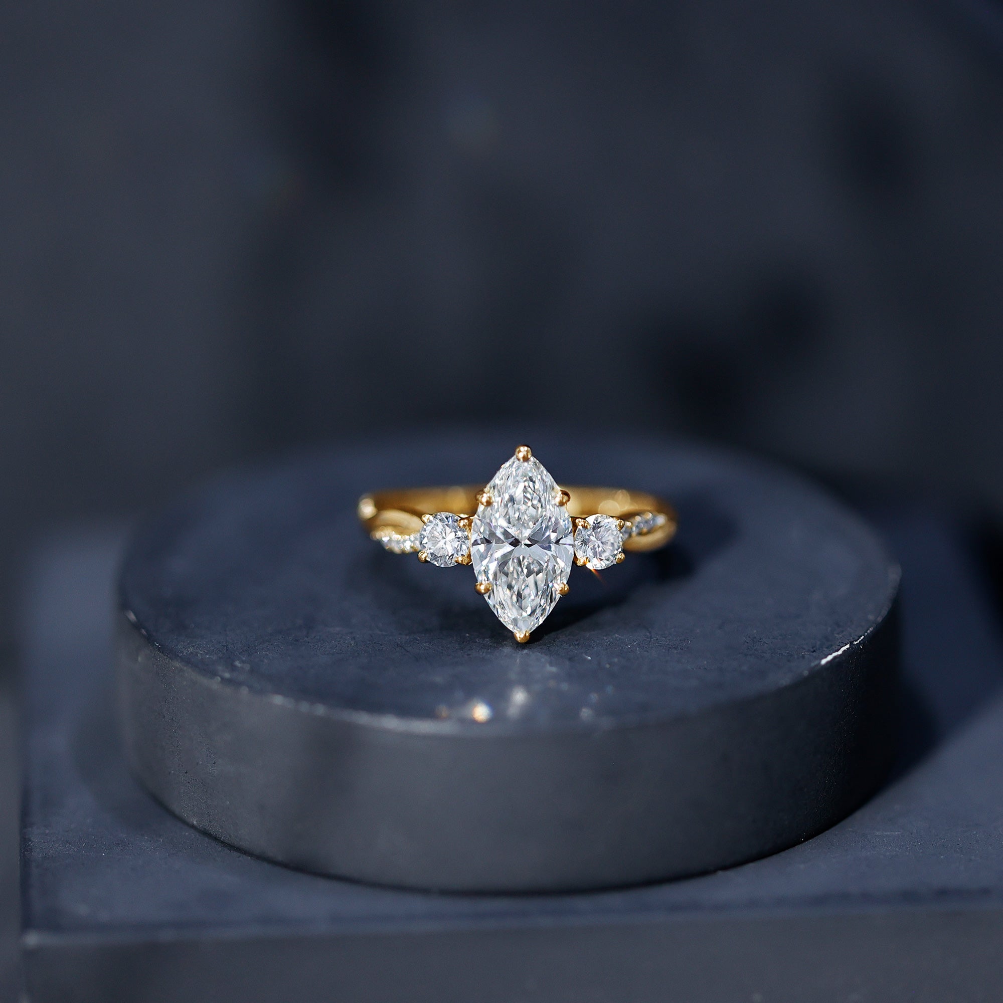 2 Carat Marquise Cut Lab Grown Diamond Crossover Engagement Ring with IGI Certificate Lab - ( E-VS1 ) - Rosec Jewels