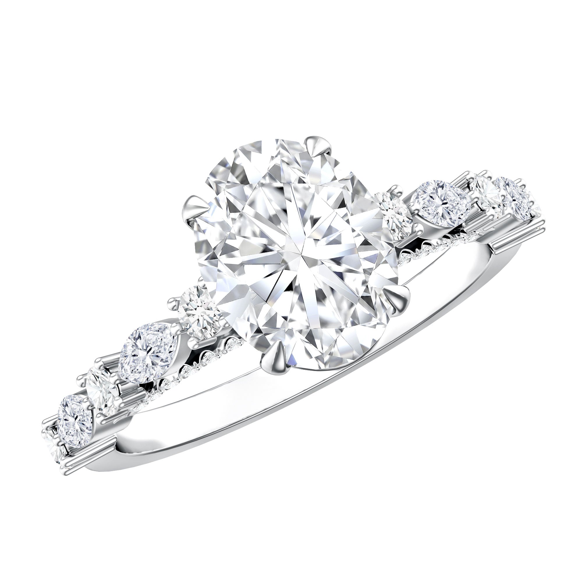 2 Carat Oval Lab Grown Diamond Engagement Ring with IGI Certificate Lab - ( EF-VS ) - Rosec Jewels
