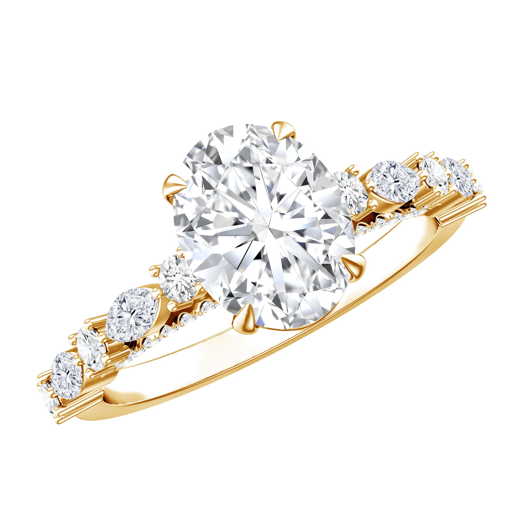2 Carat Oval Lab Grown Diamond Engagement Ring with IGI Certificate Lab - ( EF-VS ) - Rosec Jewels