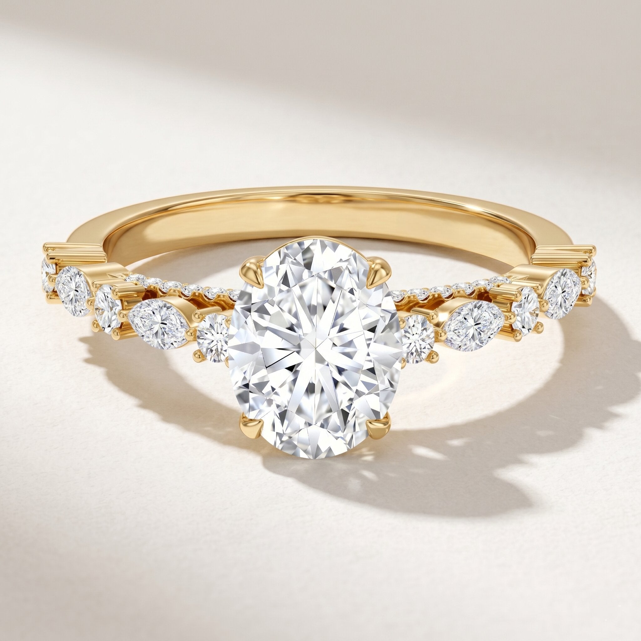 2 Carat Oval Lab Grown Diamond Engagement Ring with IGI Certificate Lab - ( E-VS1 ) - Rosec Jewels
