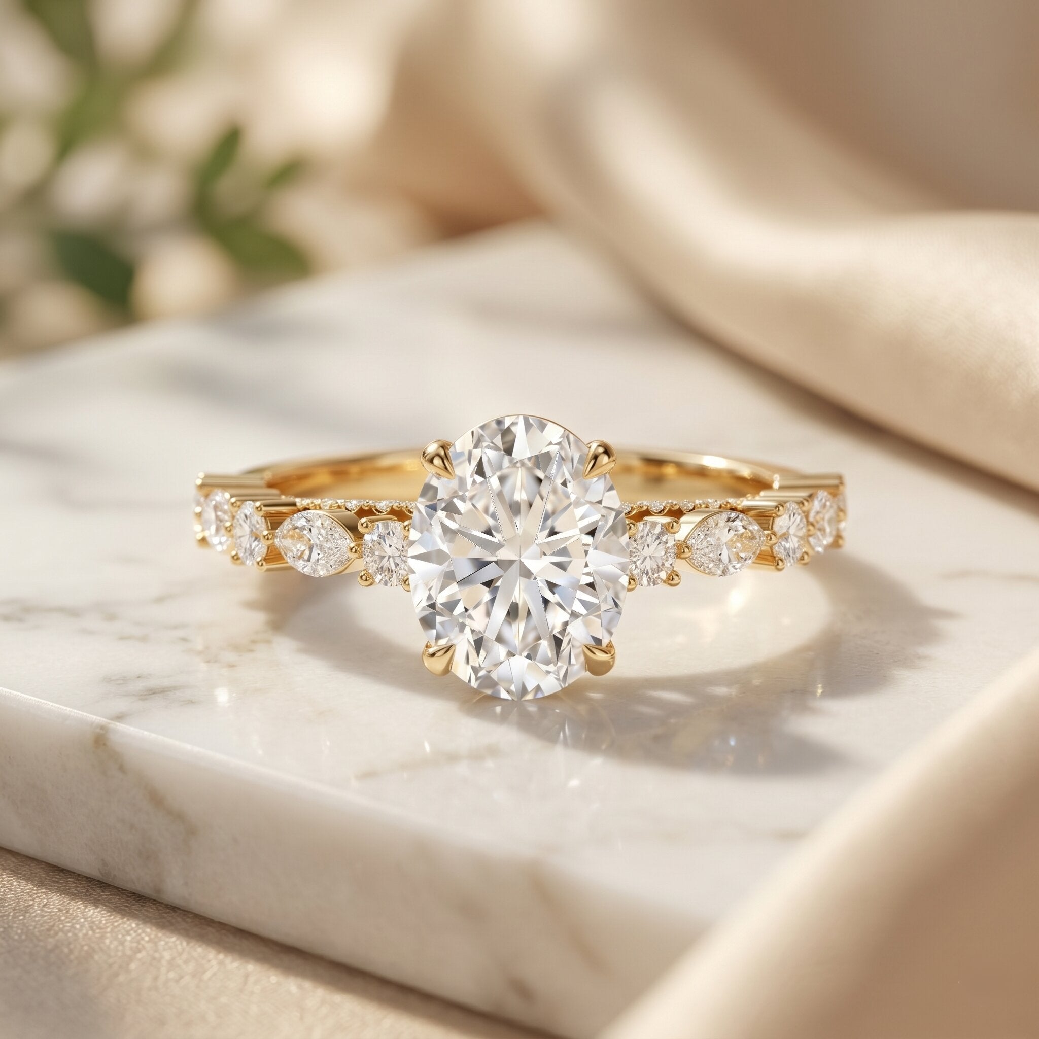 2 Carat Oval Lab Grown Diamond Engagement Ring with IGI Certificate Lab - ( E-VS1 ) - Rosec Jewels