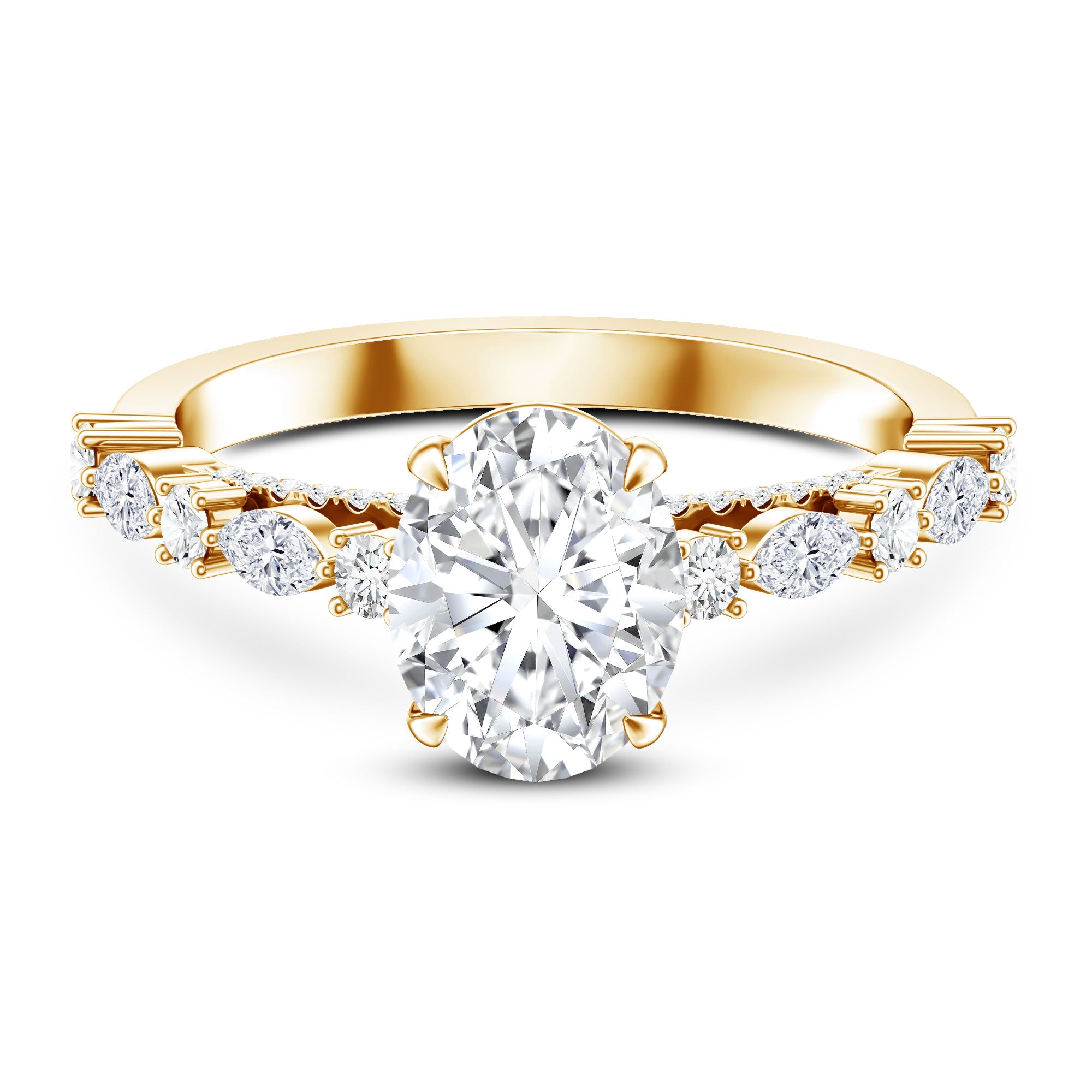 2 Carat Oval Lab Grown Diamond Engagement Ring with IGI Certificate Lab - ( EF-VS ) - Rosec Jewels