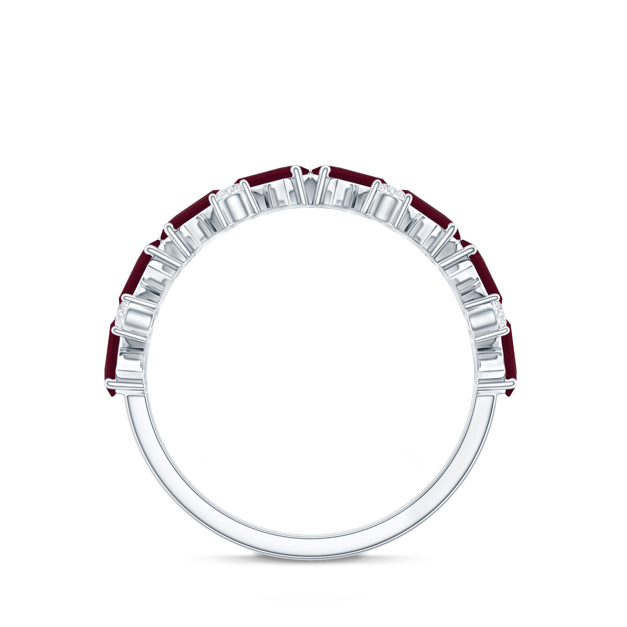 Certified Ruby Half Eternity Ring with Lab Grown Diamond AAA - Rosec Jewels