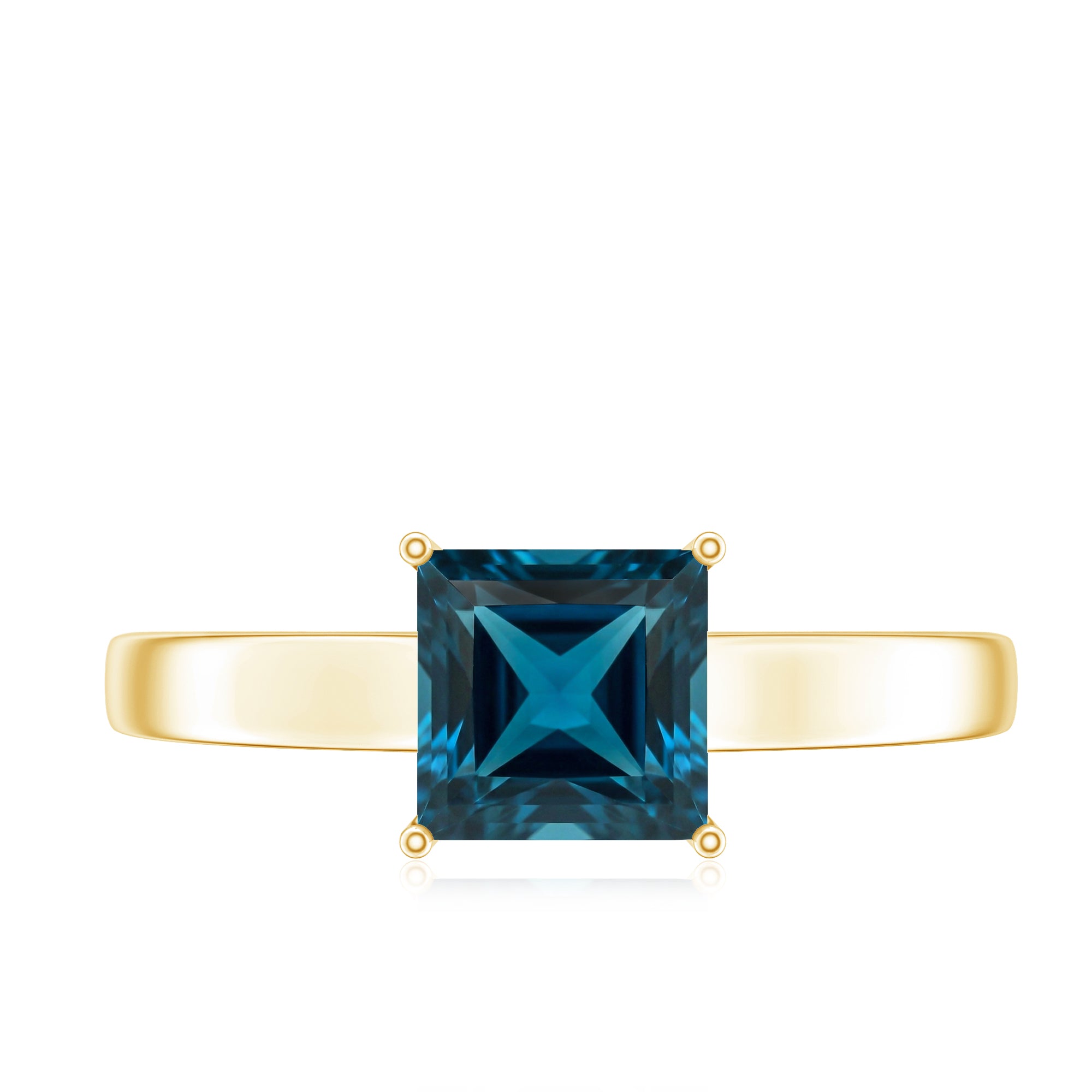 1 Carat Princess Cut London Blue Topaz Solitaire Ring AAA - Rosec Jewels