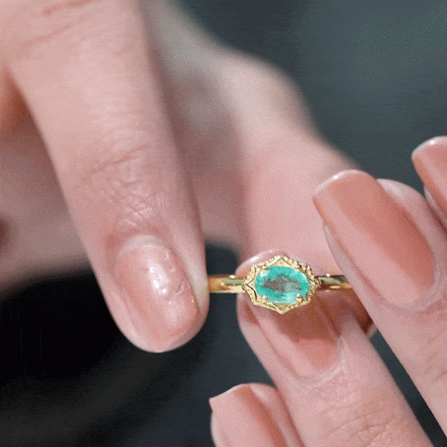 Rosec Jewels-Genuine Emerald Antique Looking Engagement Ring With Certificate