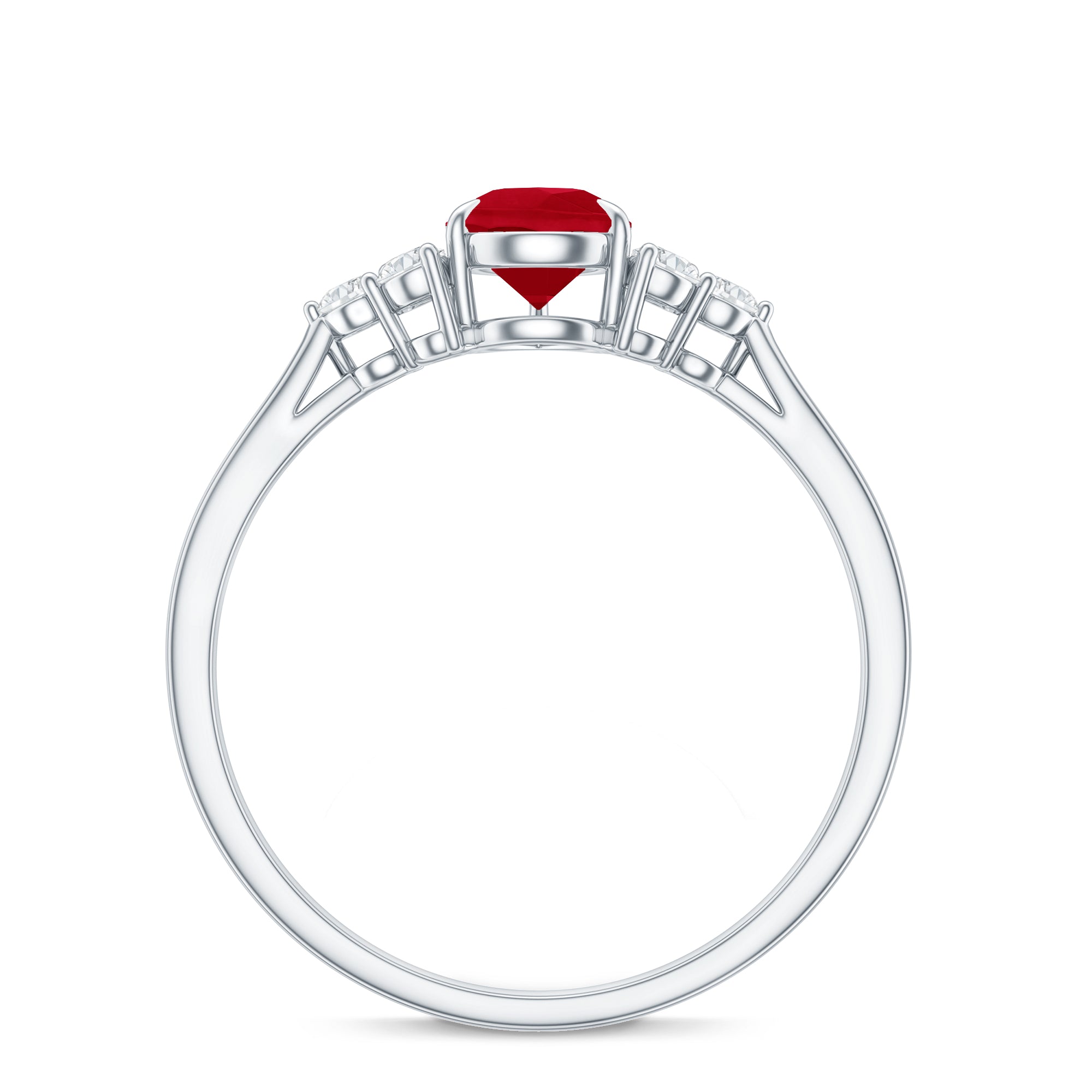 Natural 0.8 Carat Ruby Pear Shaped Engagement Ring with Diamond AAA - Rosec Jewels
