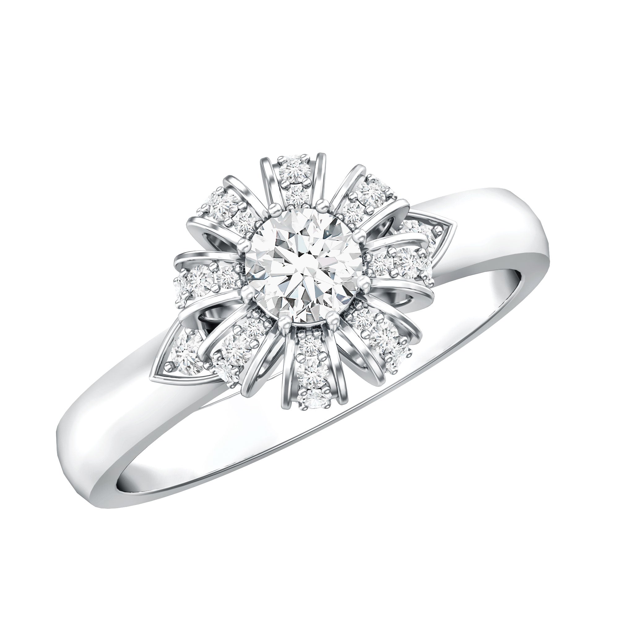 Certified Real Diamond Flower Engagement Ring for Women Natural - ( HI-SI ) - Rosec Jewels