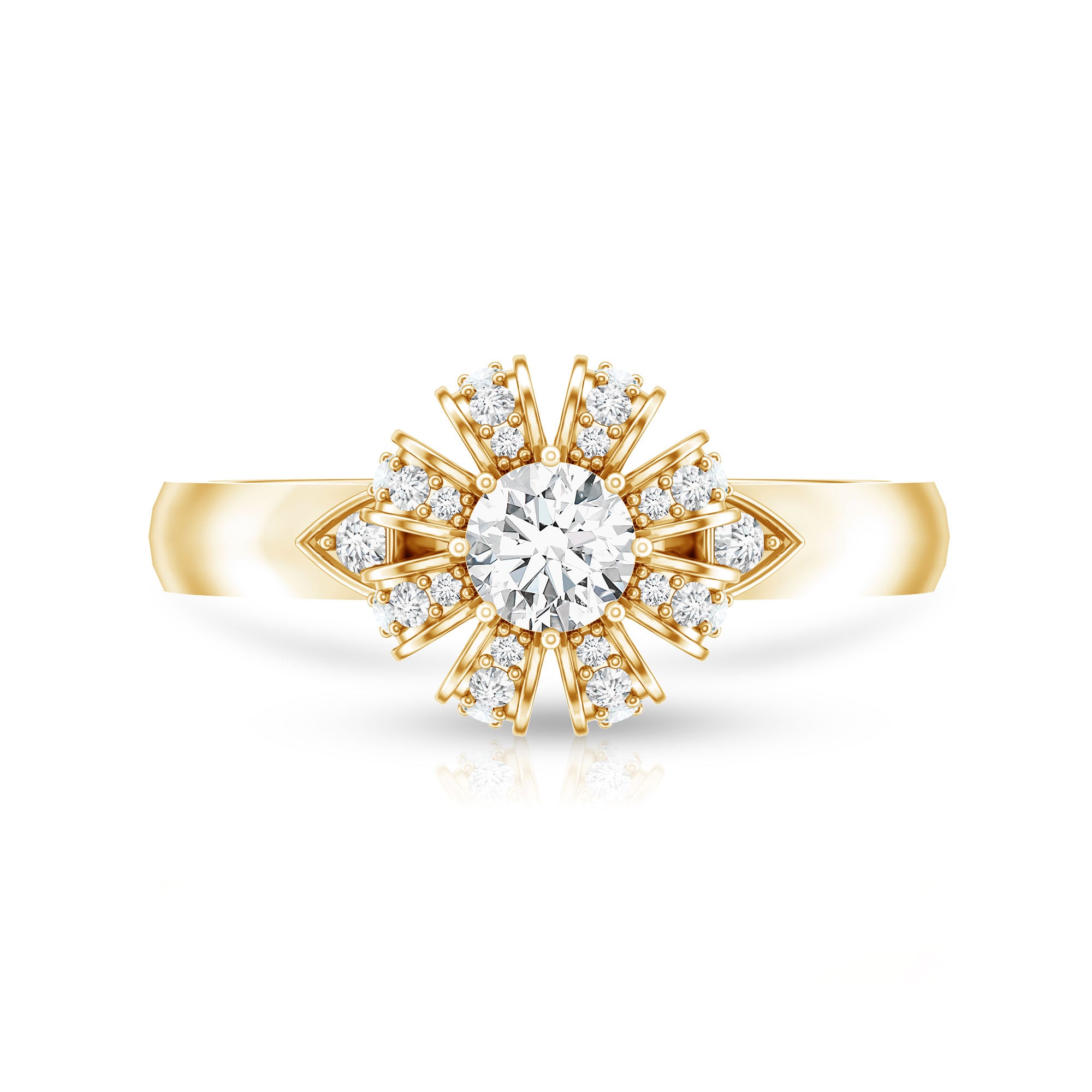 Certified Real Diamond Flower Engagement Ring for Women Natural - ( HI-SI ) - Rosec Jewels
