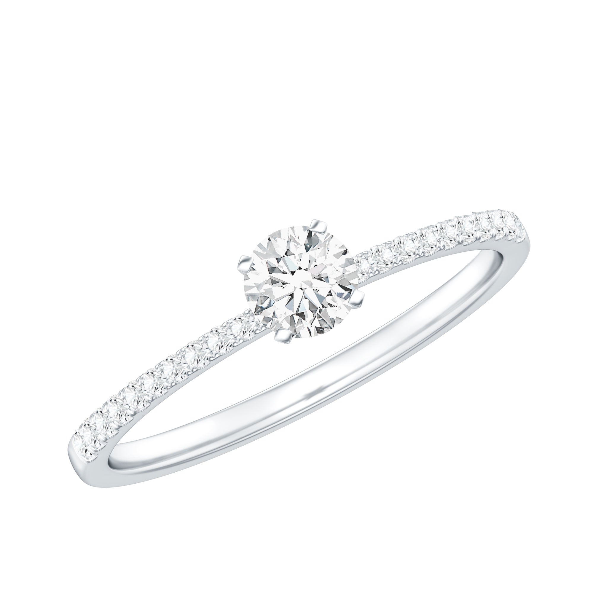 Natural Diamond Promise Ring with Side Stones Natural - ( HI-SI ) - Rosec Jewels