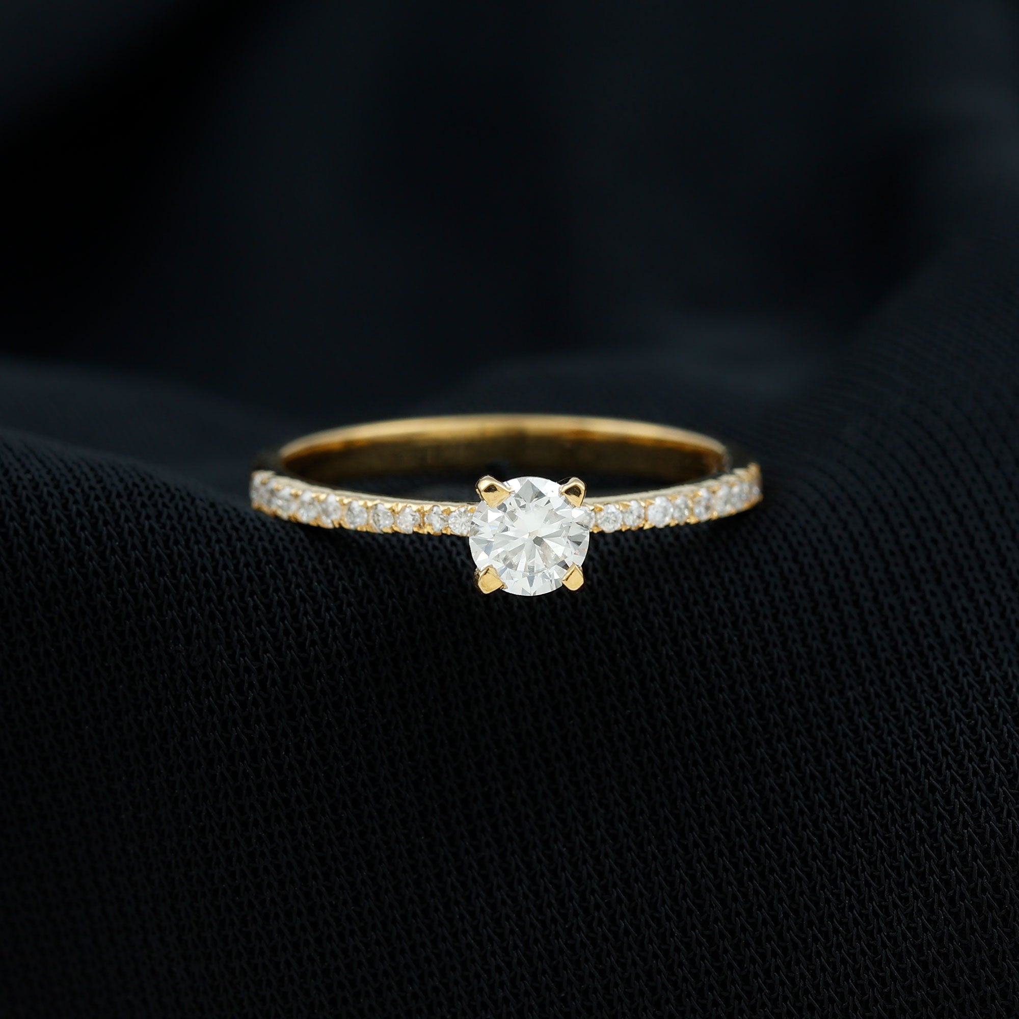 Natural Diamond Promise Ring with Side Stones Natural - ( HI-SI ) - Rosec Jewels