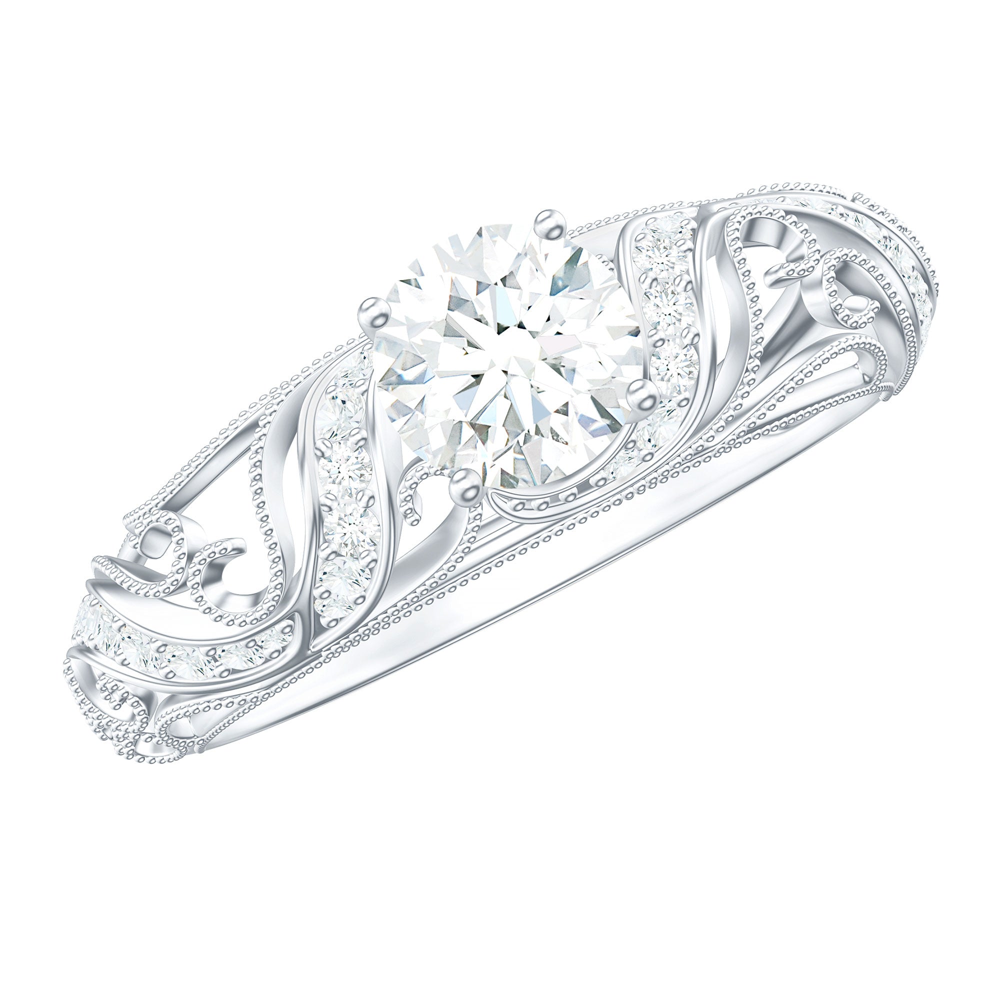 3/4 CT Cubic Zirconia Vintage Inspired Engagement Ring