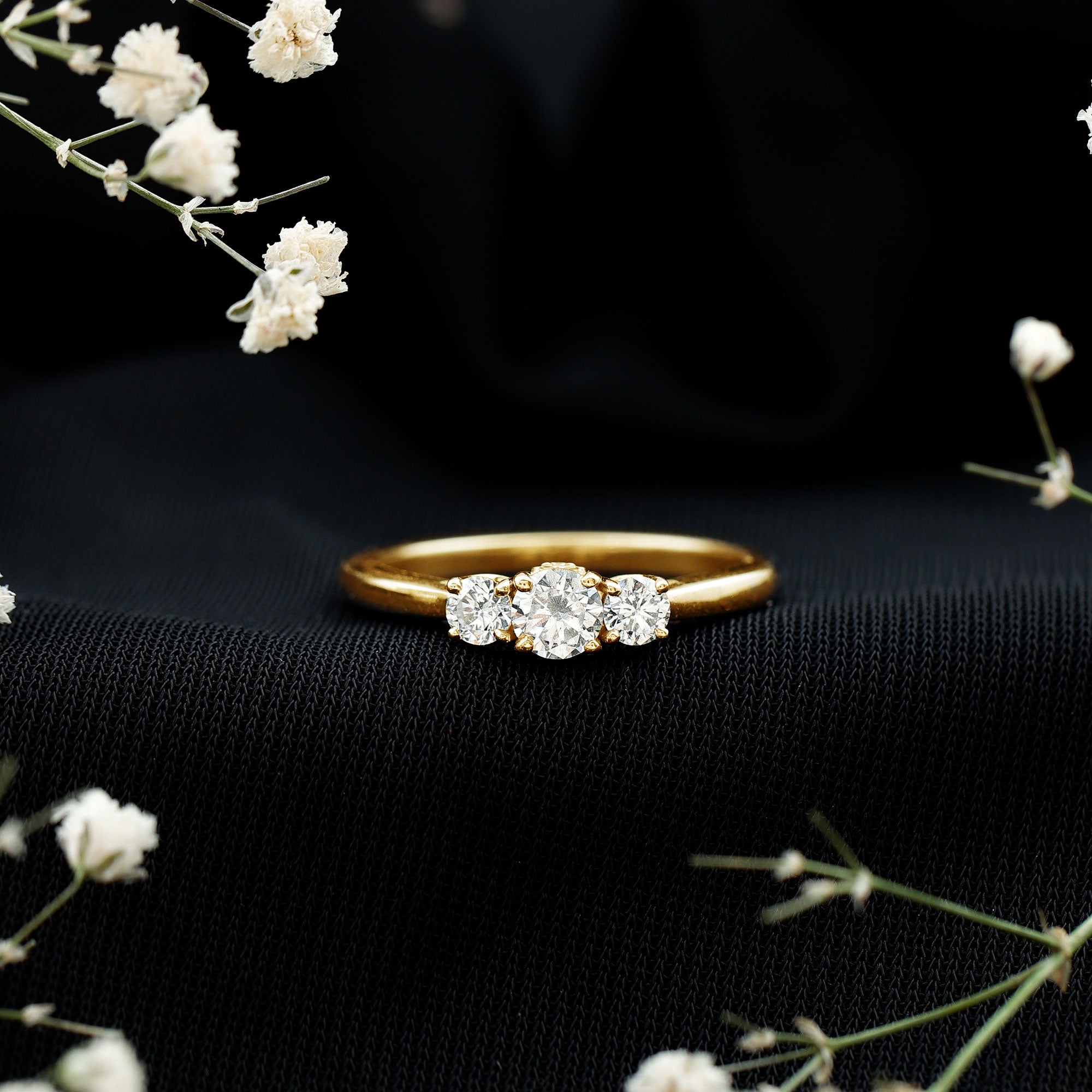 Brilliant Cut Moissanite 3 Stone Promise Ring for Women D-VS1 - Rosec Jewels