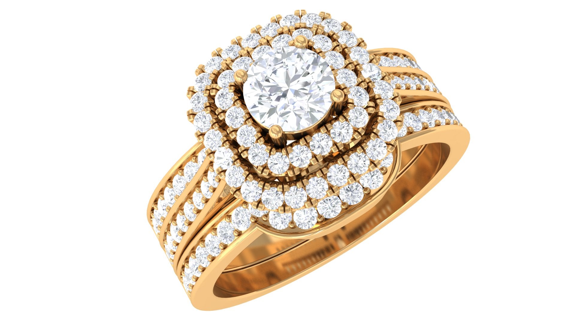 Zircon Statement Bridal Ring Set of 3 AAAA - Rosec Jewels