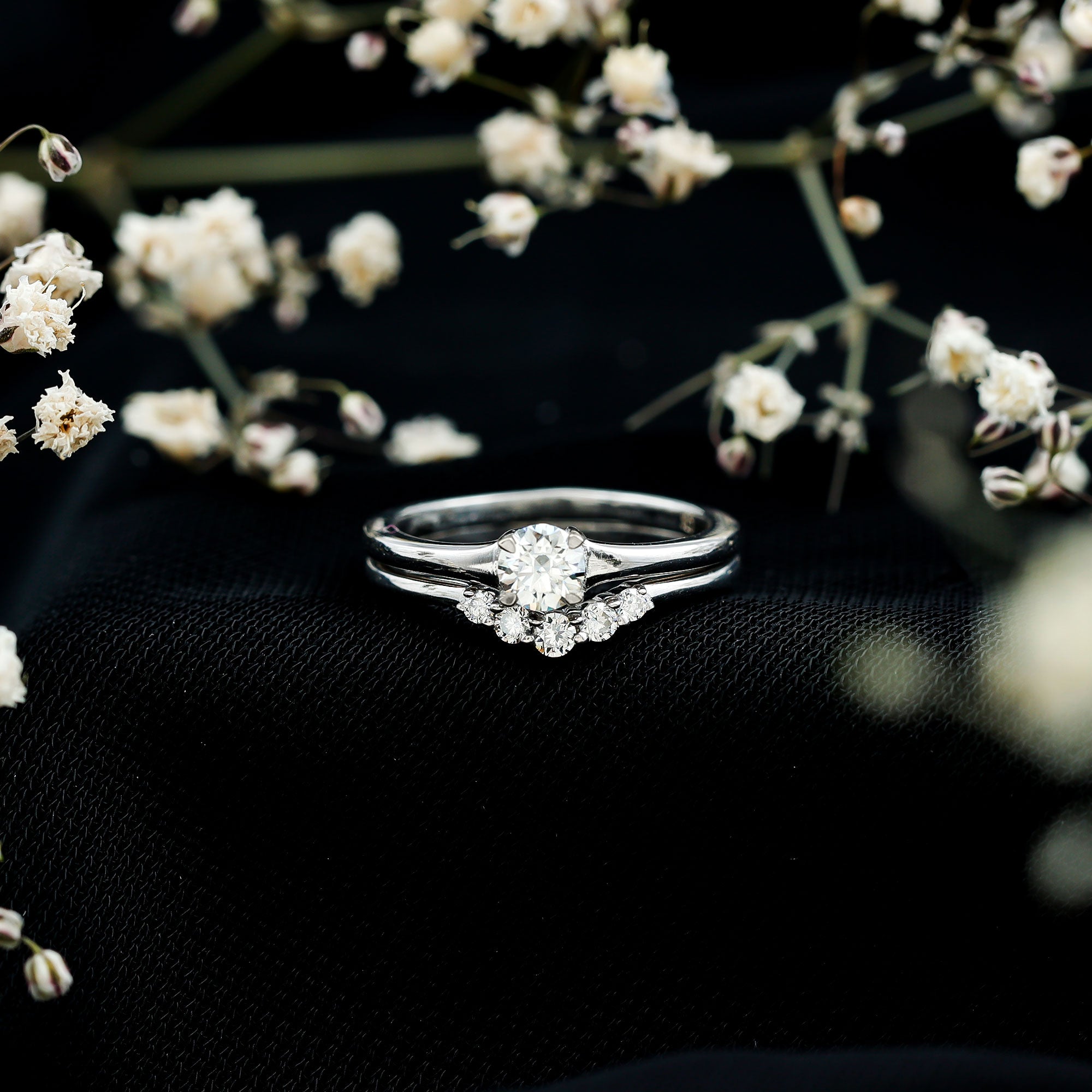 Real Diamond Minimal Wedding Ring Set Natural - ( HI-SI ) - Rosec Jewels