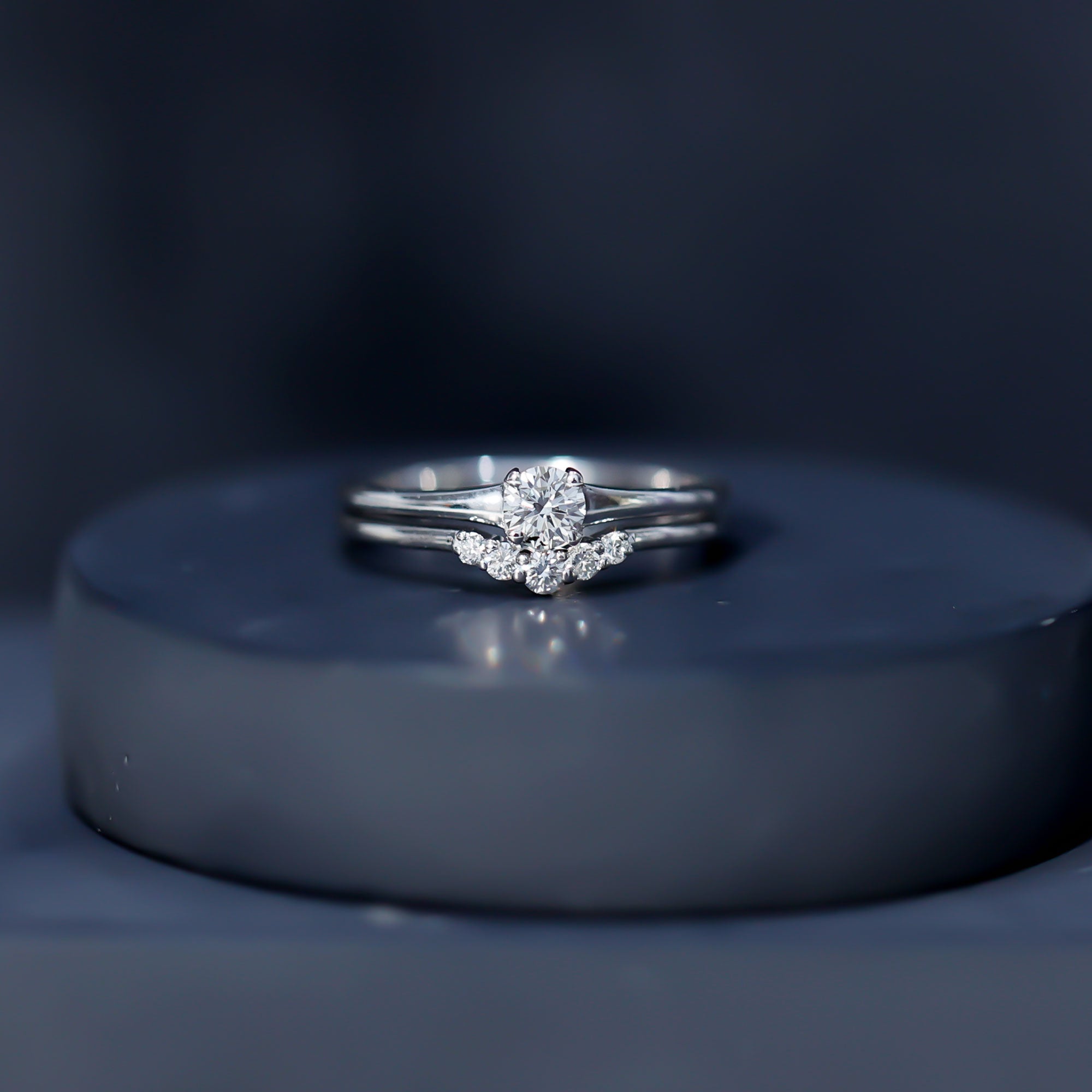 Real Diamond Minimal Wedding Ring Set Natural - ( HI-SI ) - Rosec Jewels