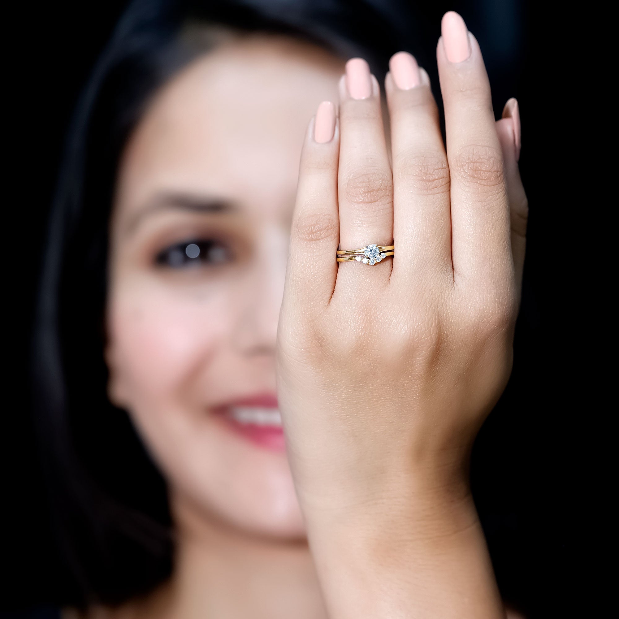 Real Diamond Minimal Wedding Ring Set Natural - ( HI-SI ) - Rosec Jewels