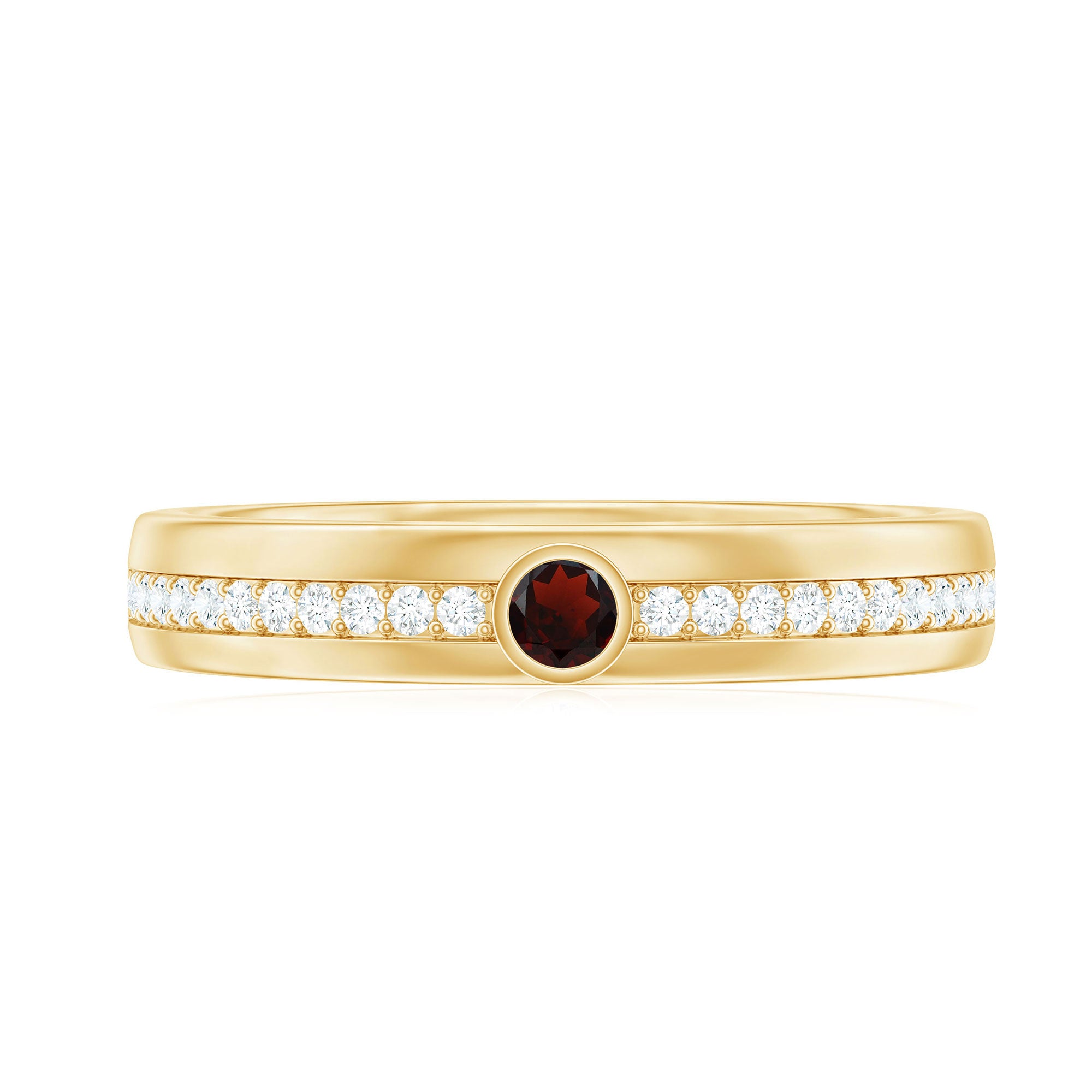 Rosec Jewels-Natural Garnet Diamond Wide Wedding Band