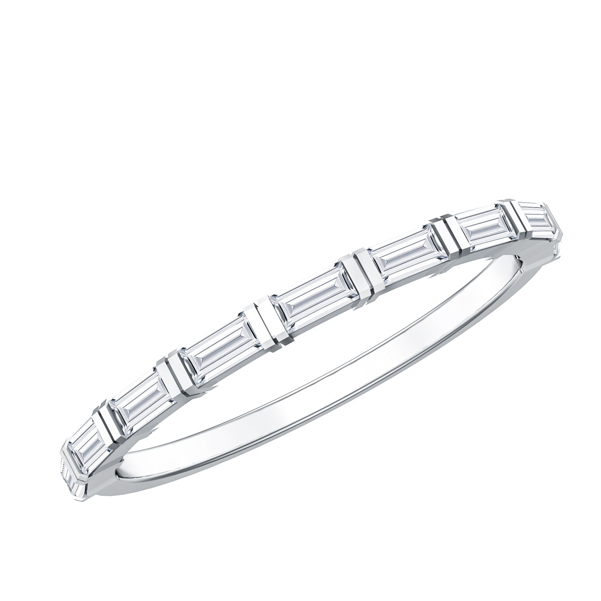 Bar Set Moissanite Eternity East West Ring D-VS1 - Rosec Jewels